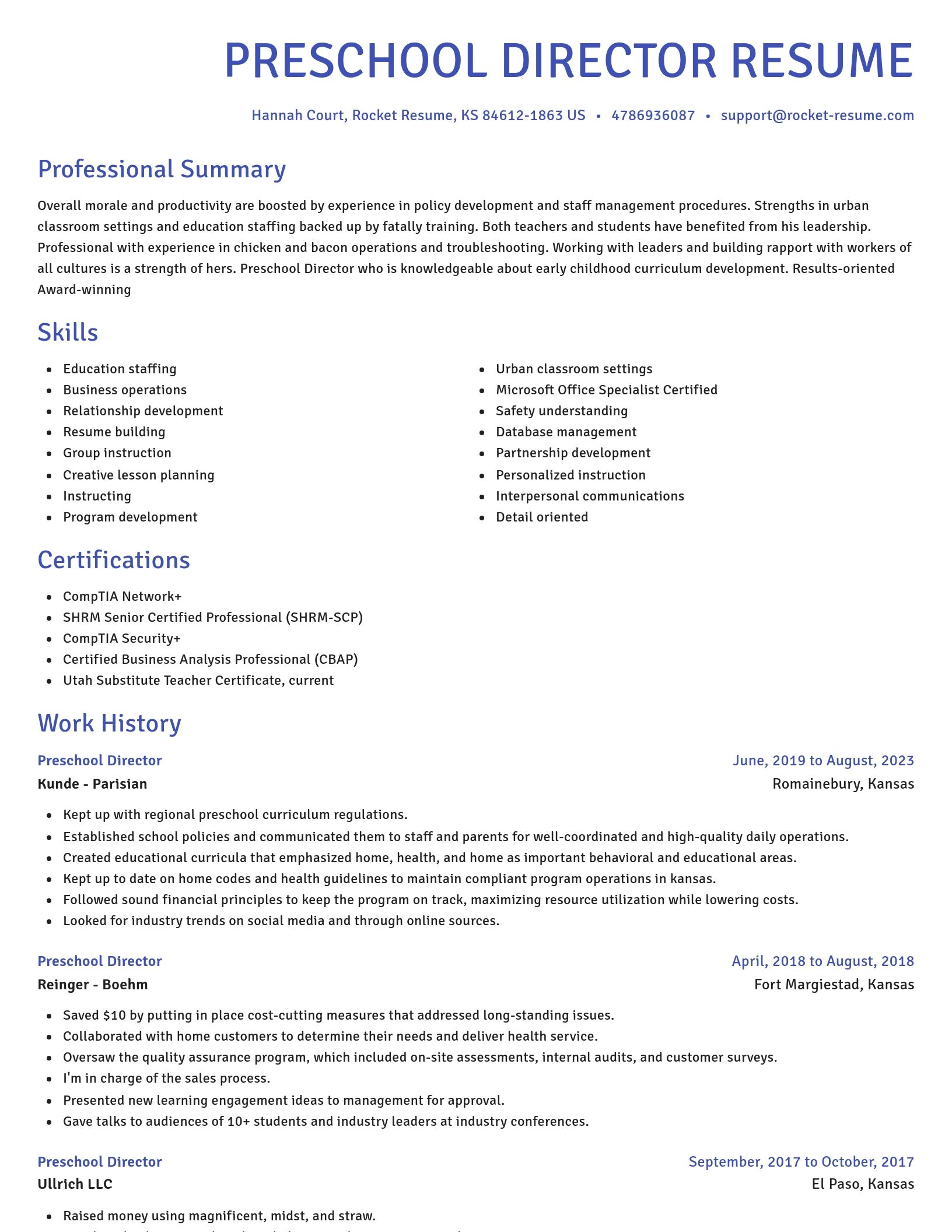 Novel resume template