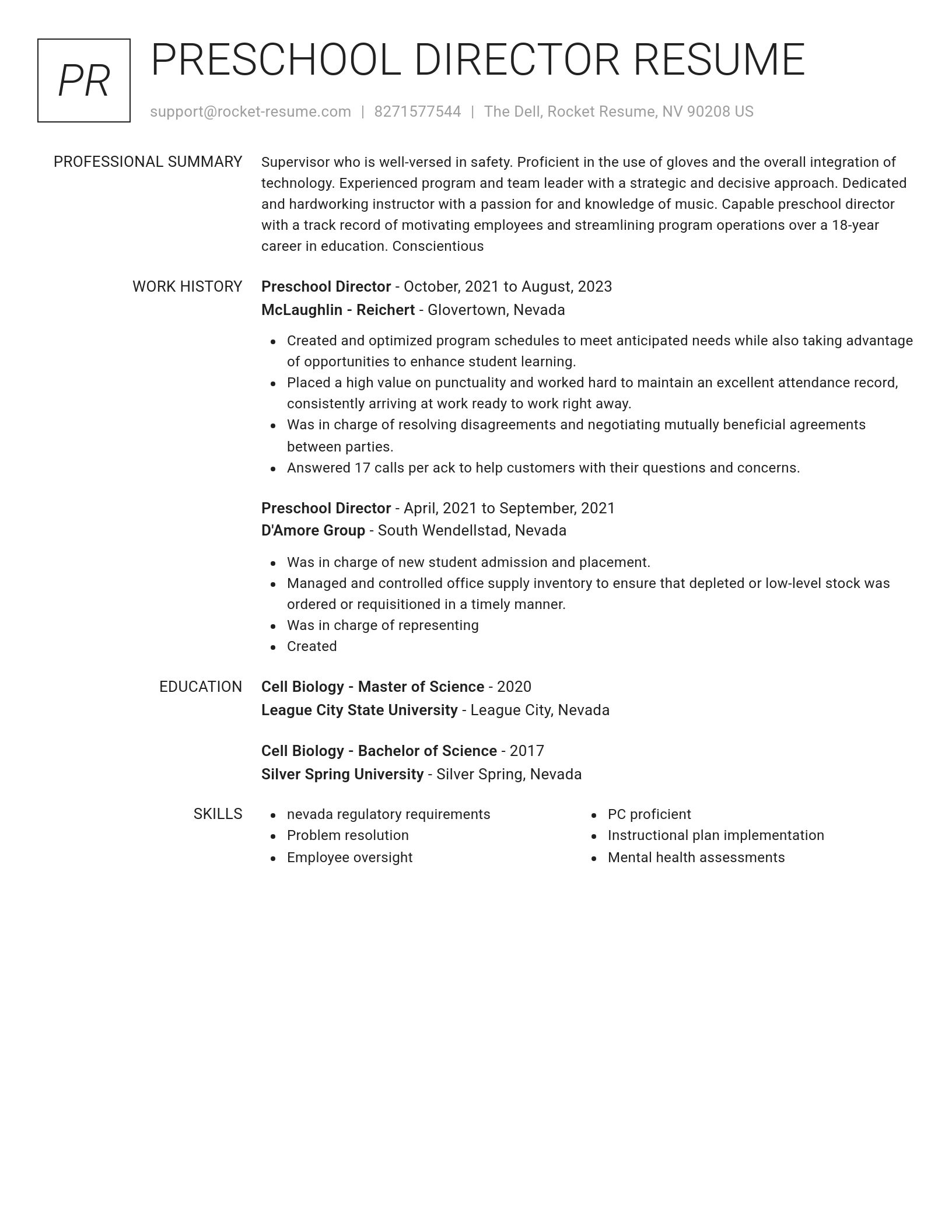 Renowned resume template