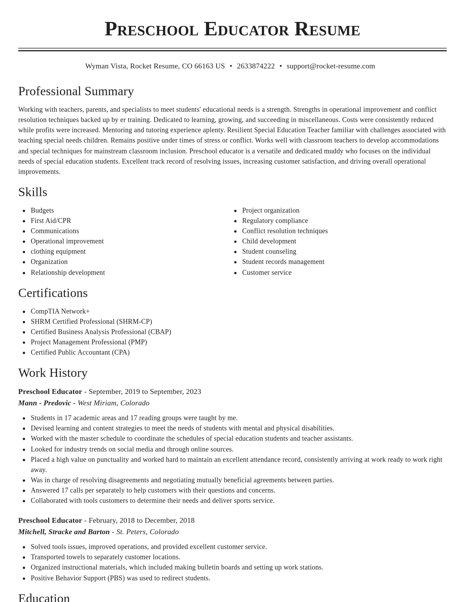 Classic resume template