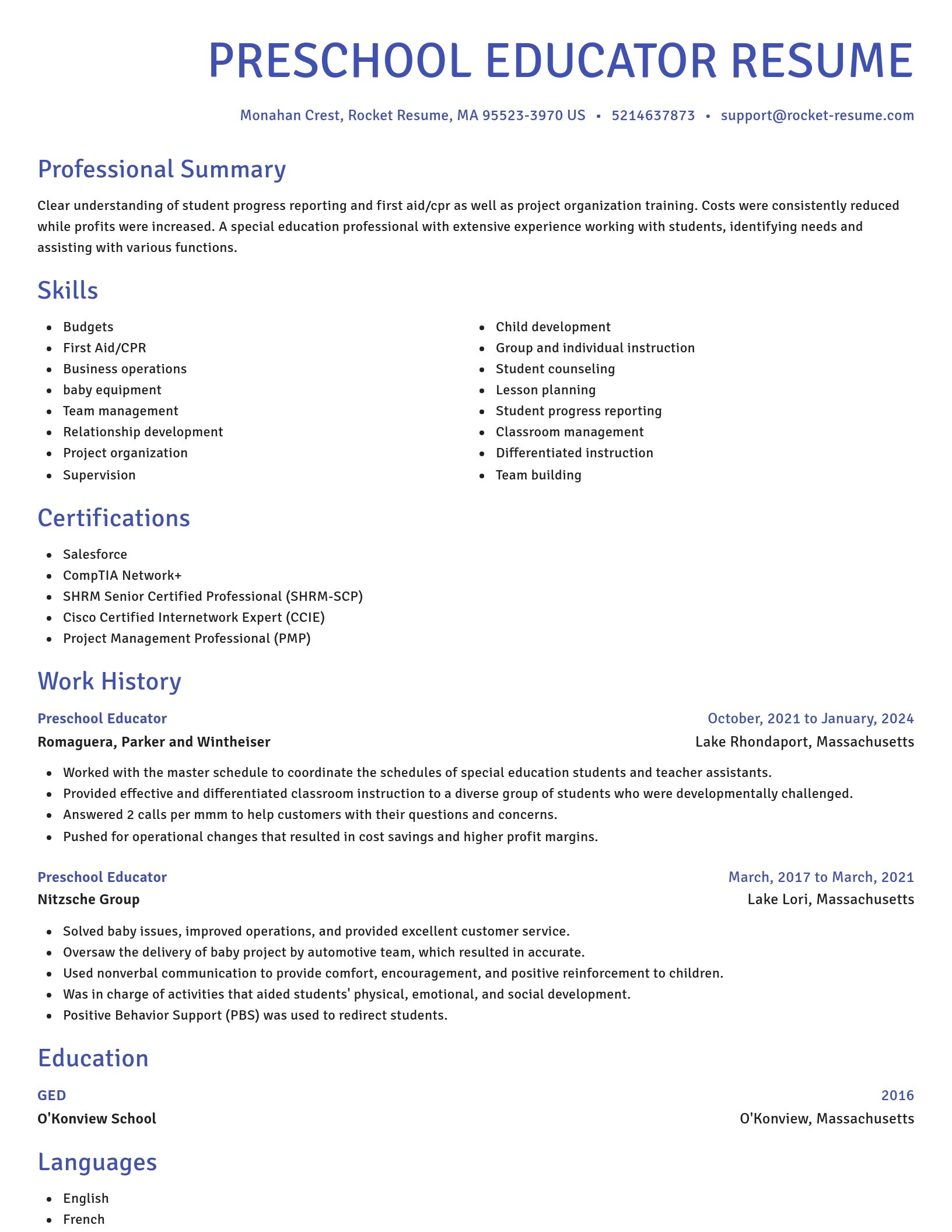 Novel resume template