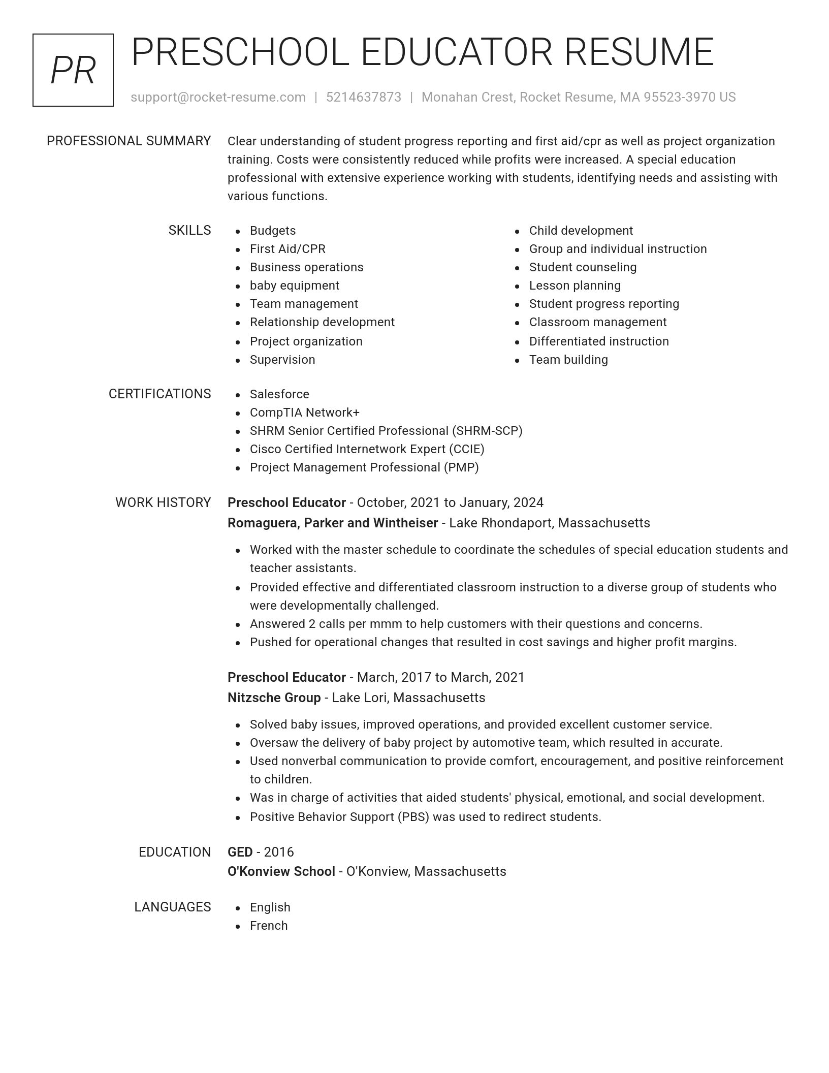 Renowned resume template