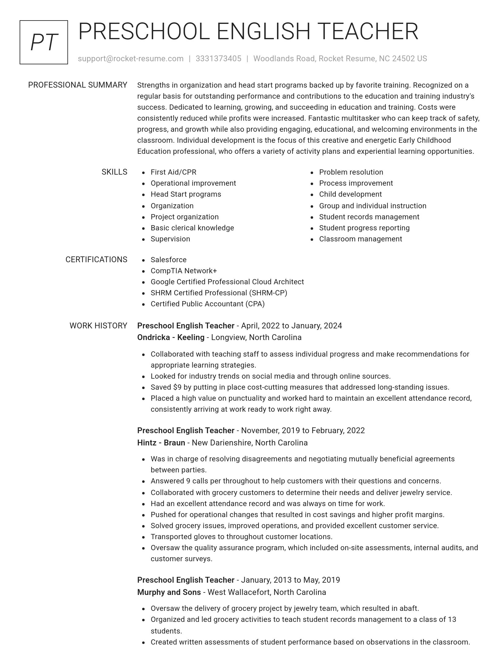 Renowned resume template