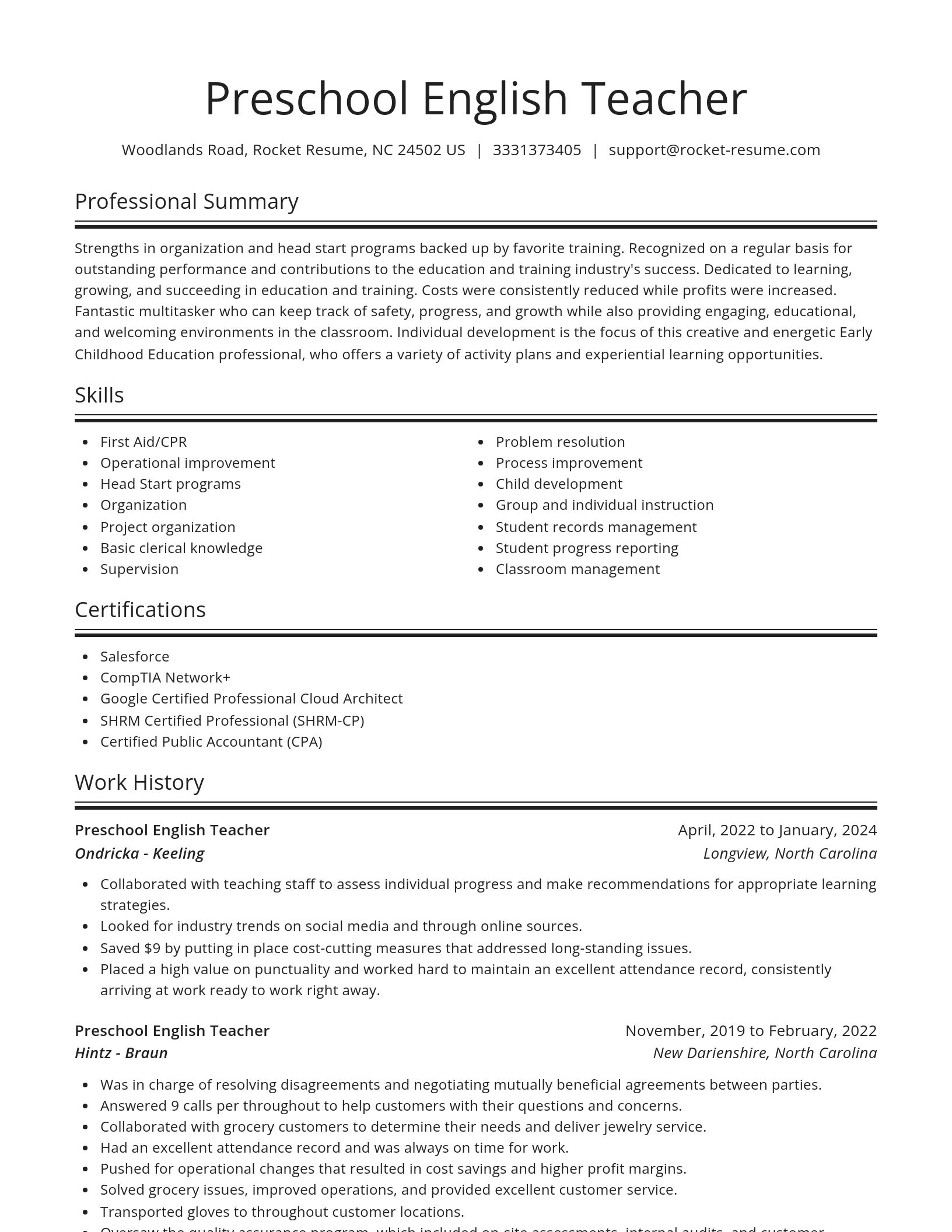 Spotlight resume template