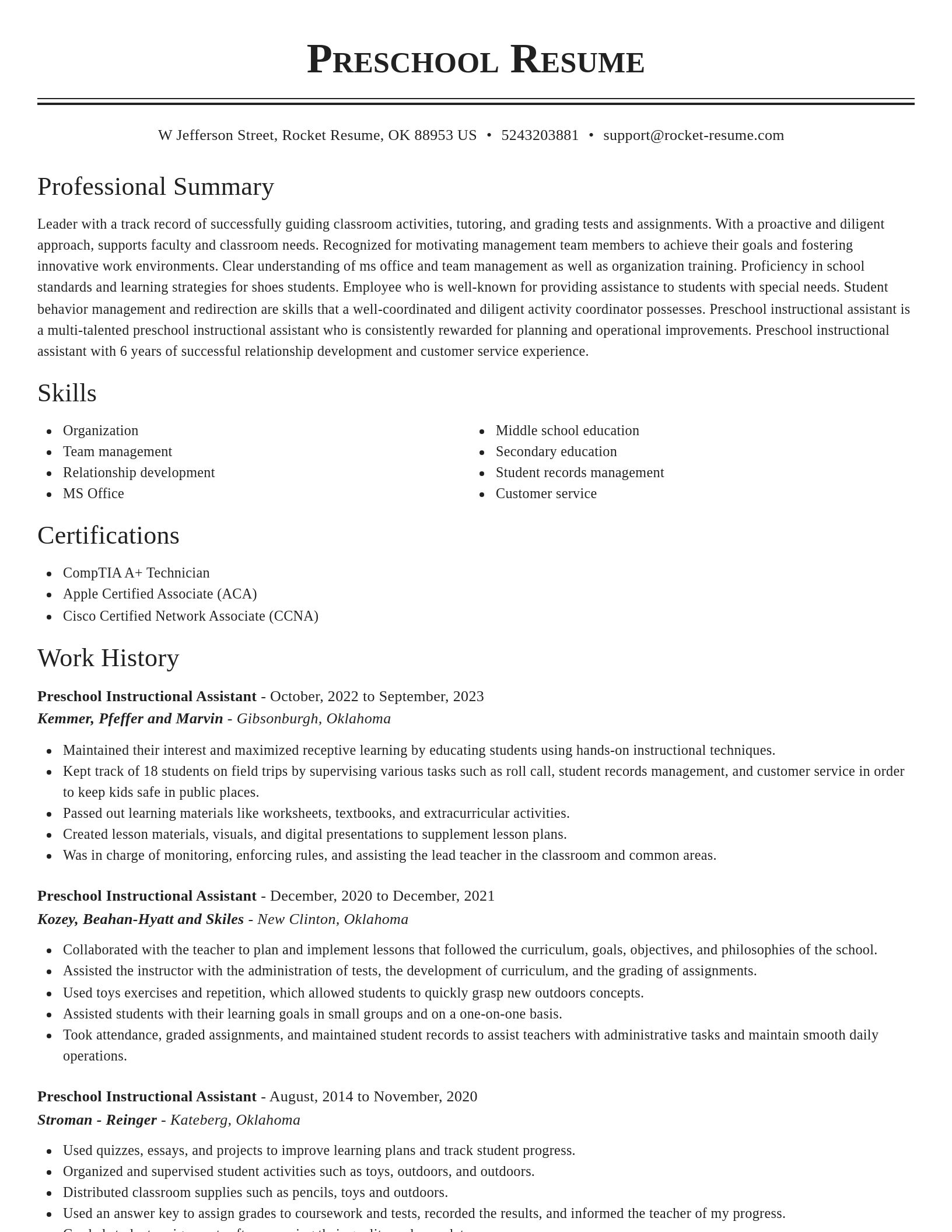 Classic resume template