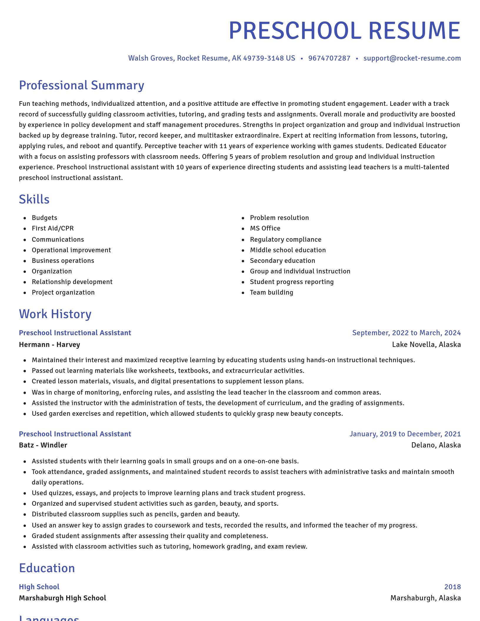 Novel resume template