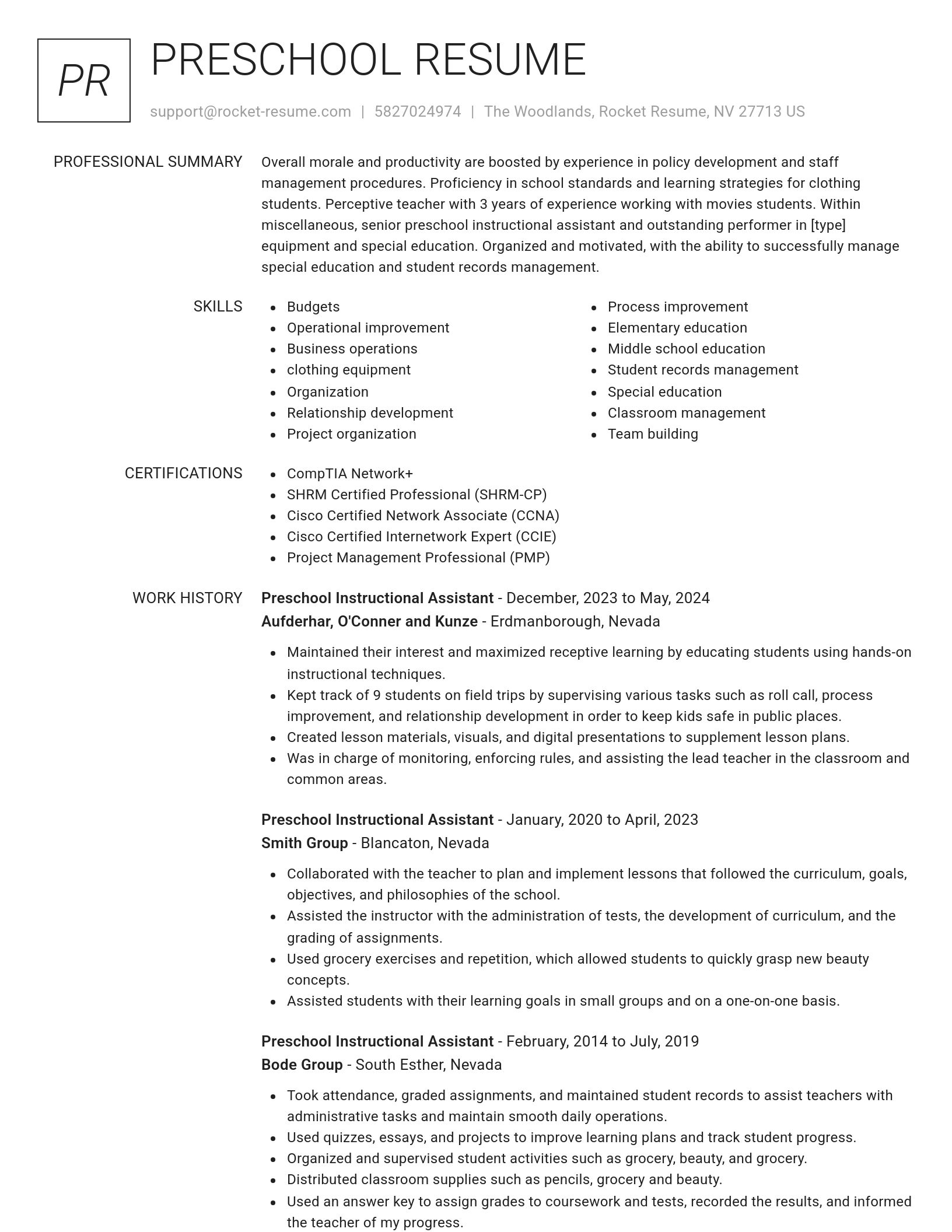 Renowned resume template
