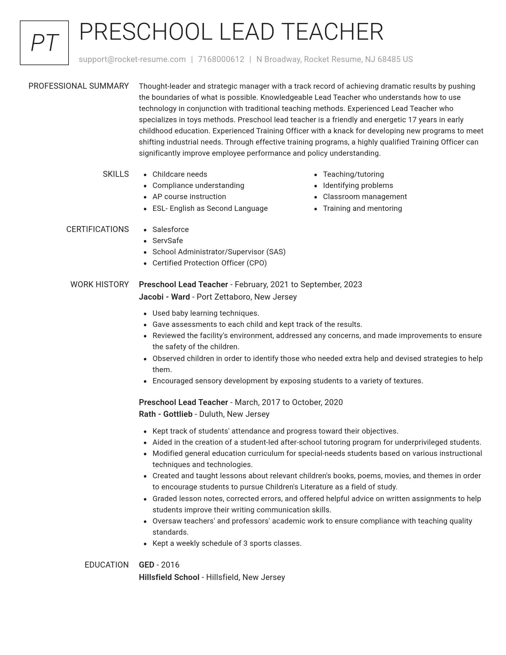 Renowned resume template