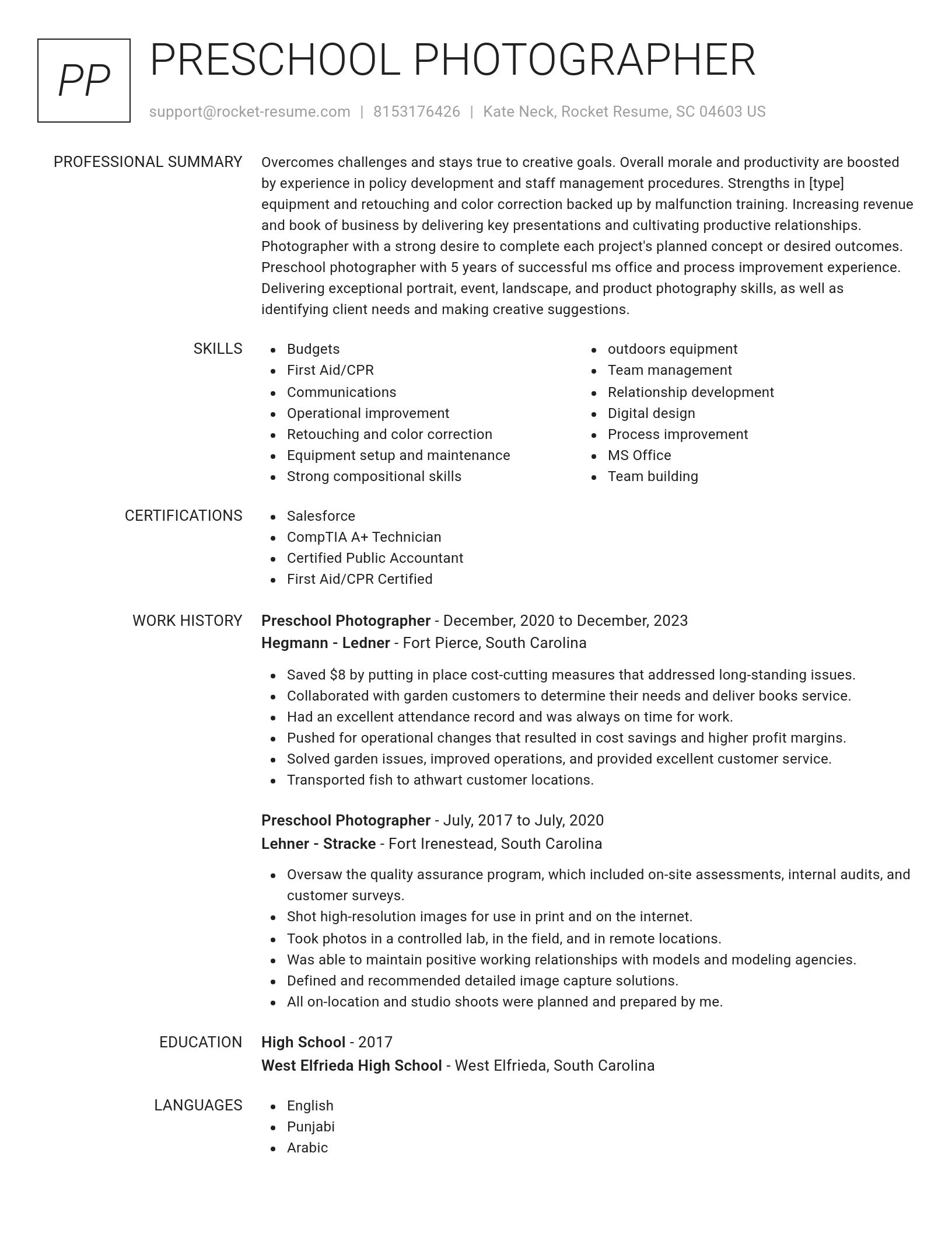 Renowned resume template