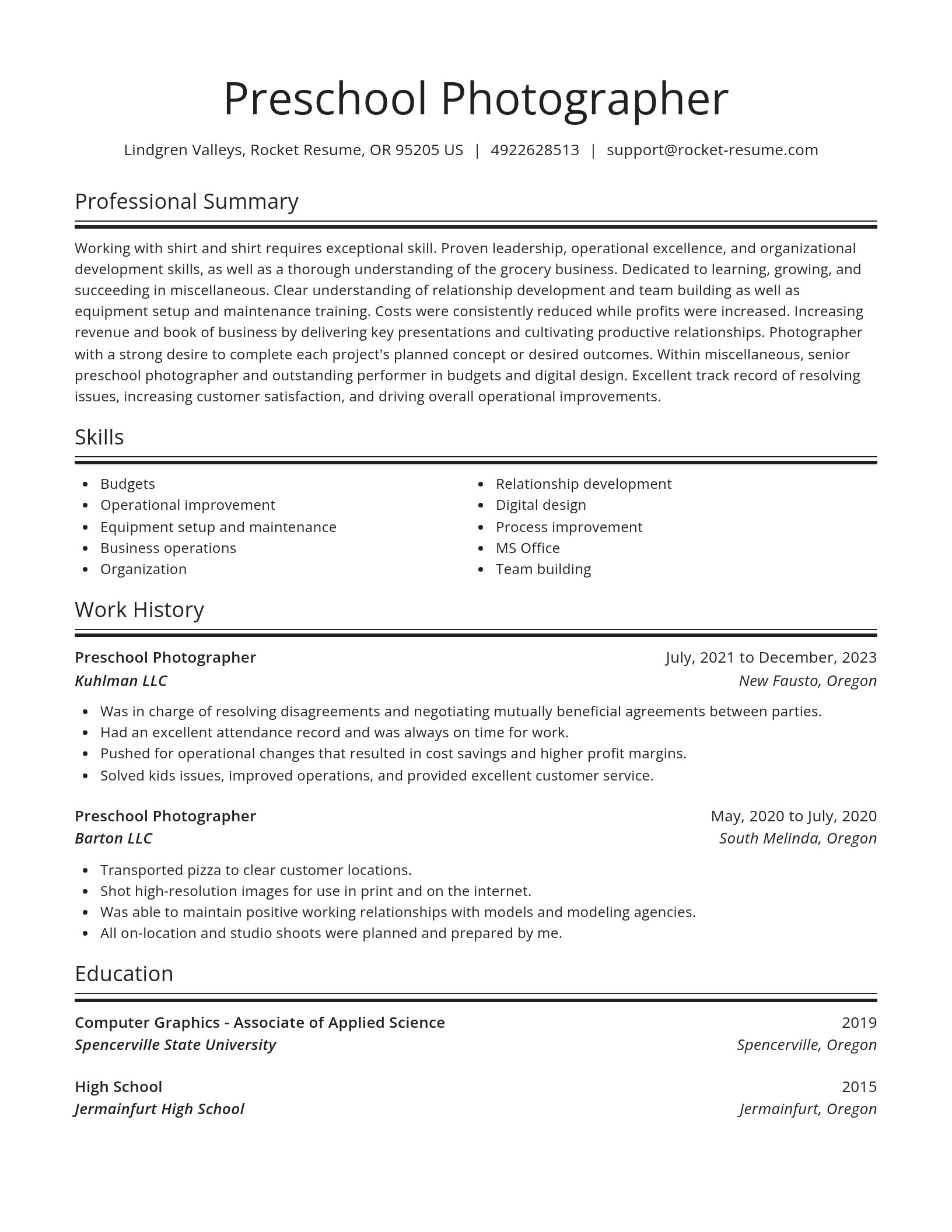 Spotlight resume template