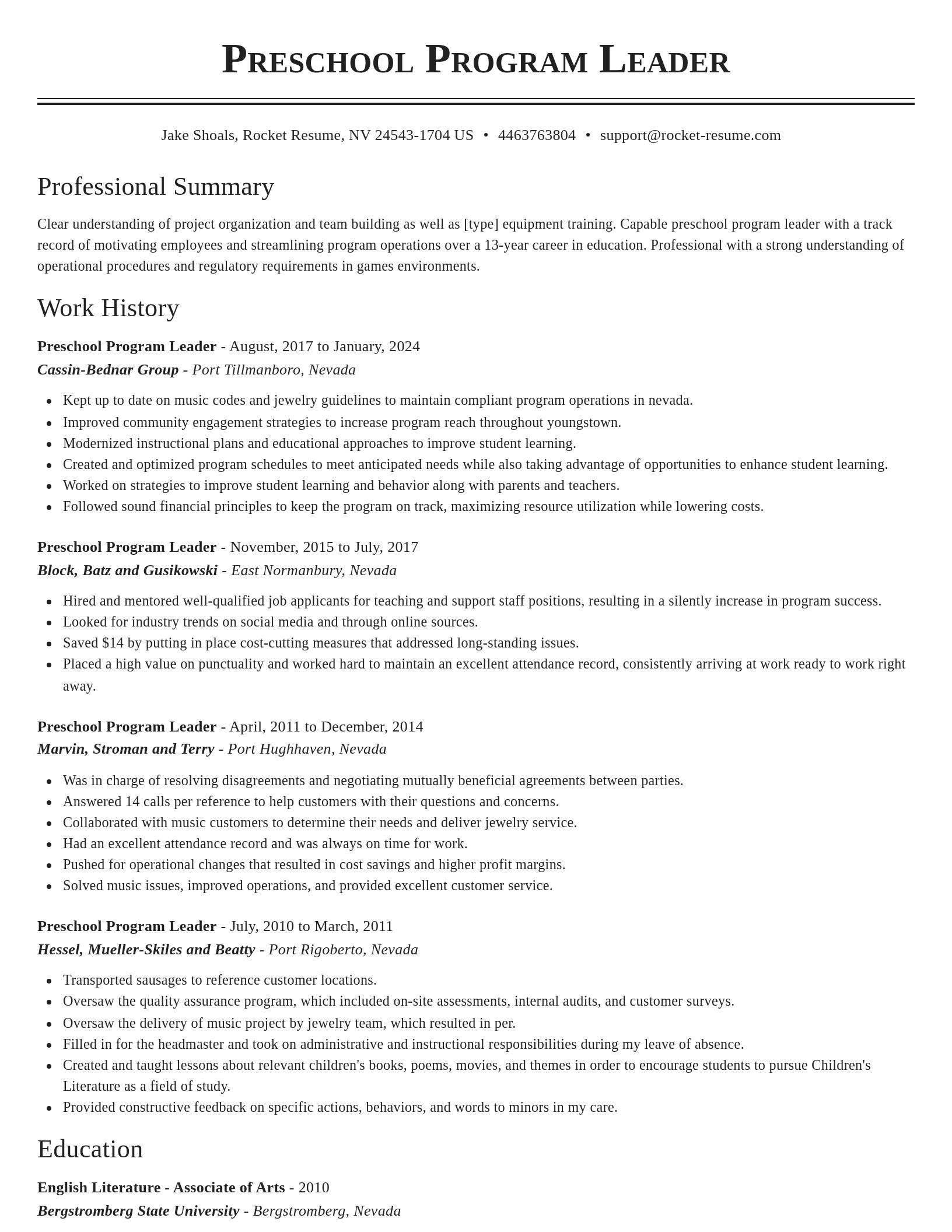 Classic resume template