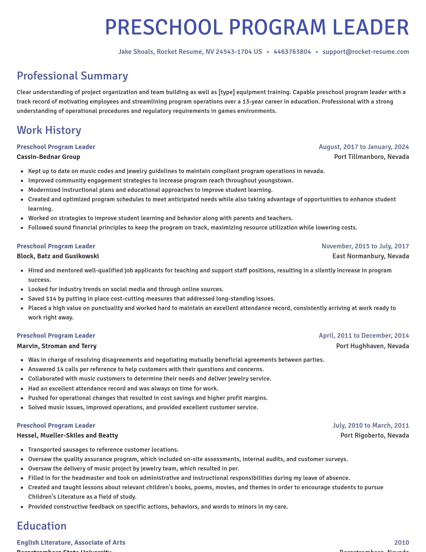 Novel resume template
