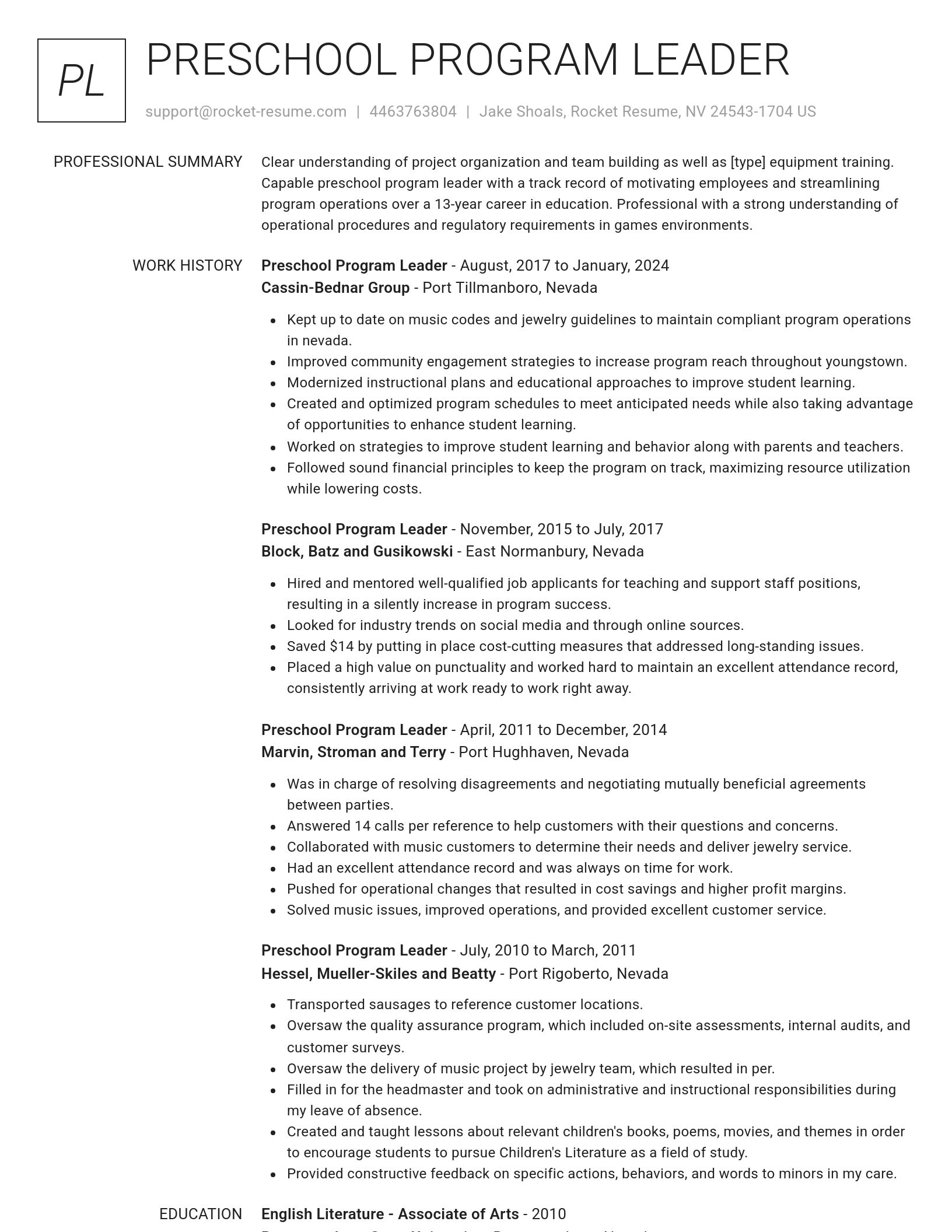 Renowned resume template