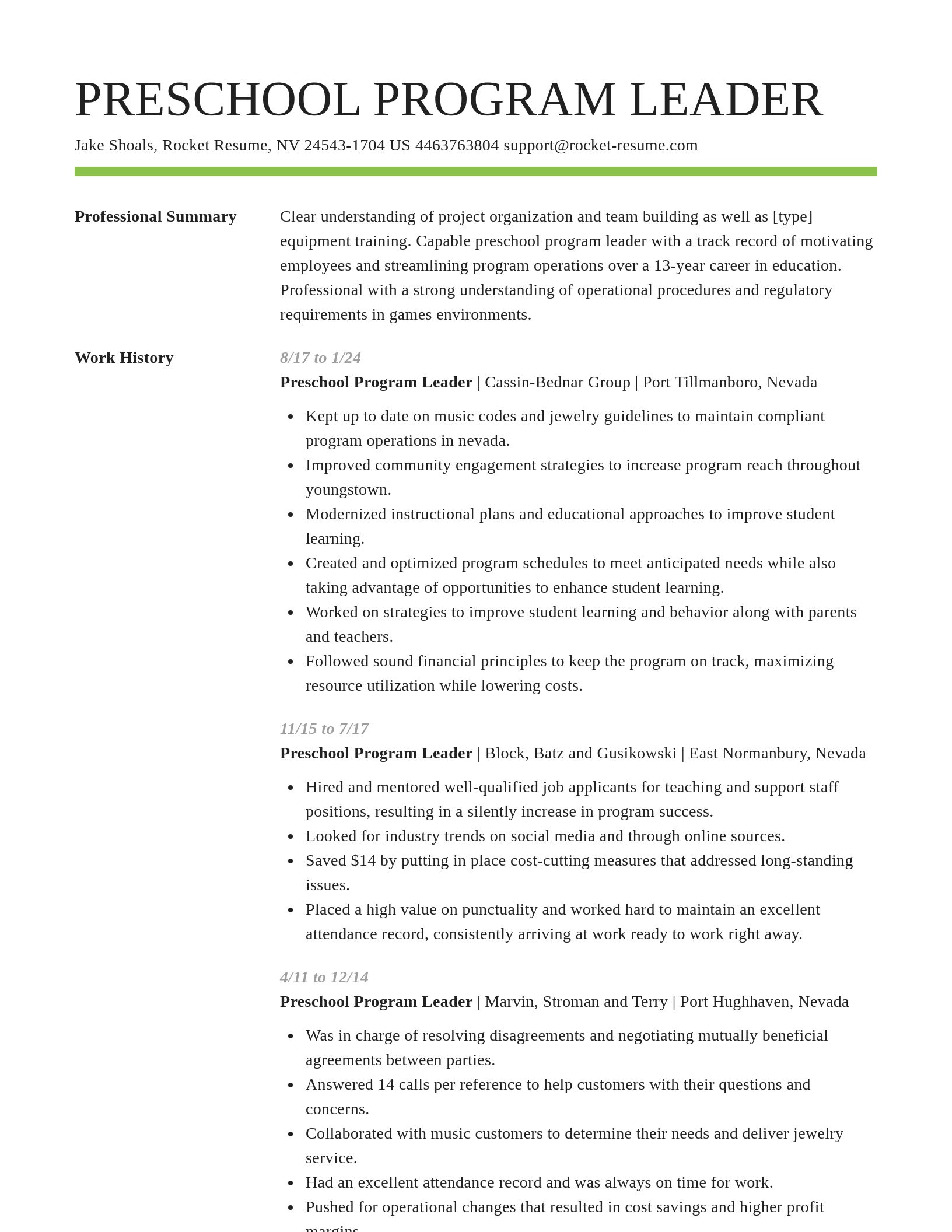 Smart resume template