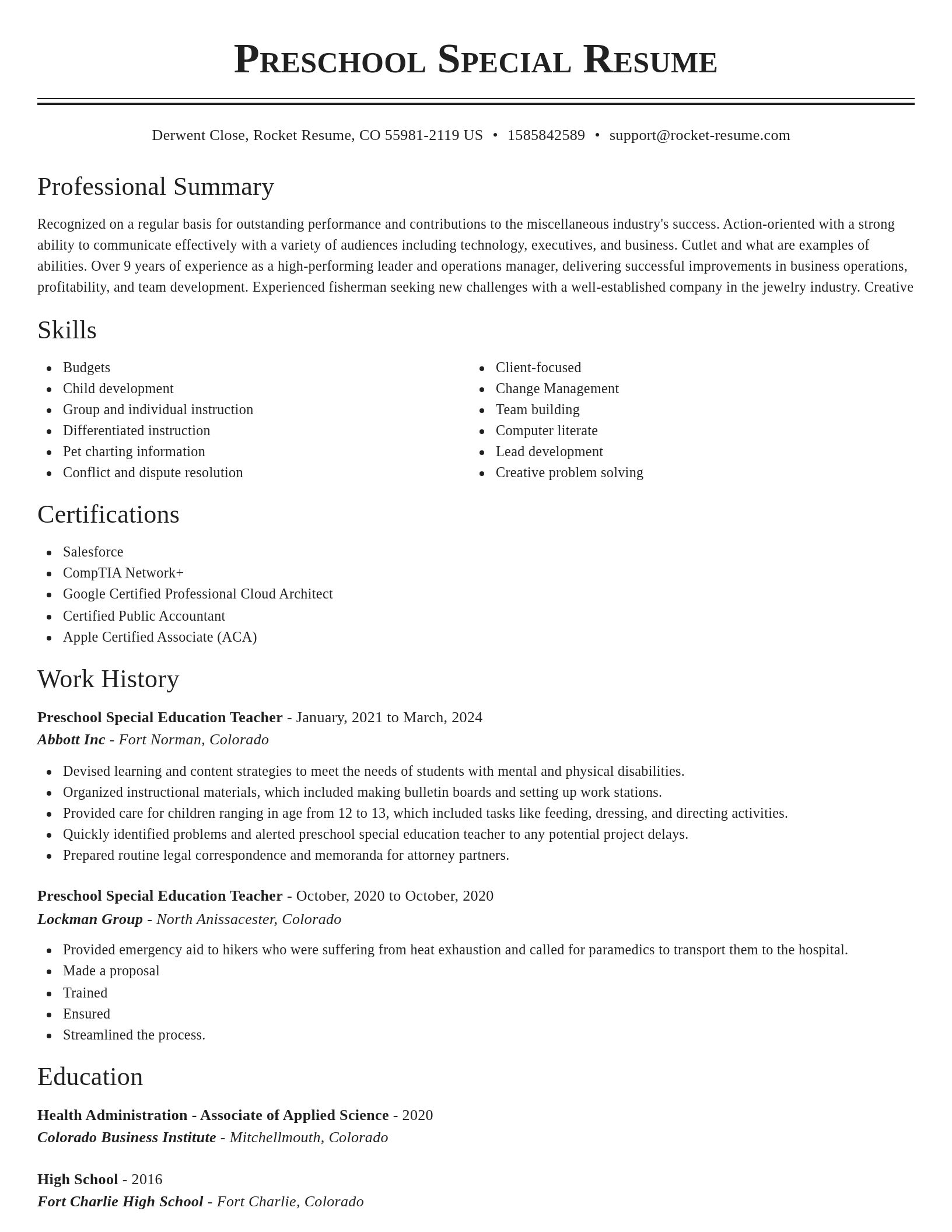 Classic resume template