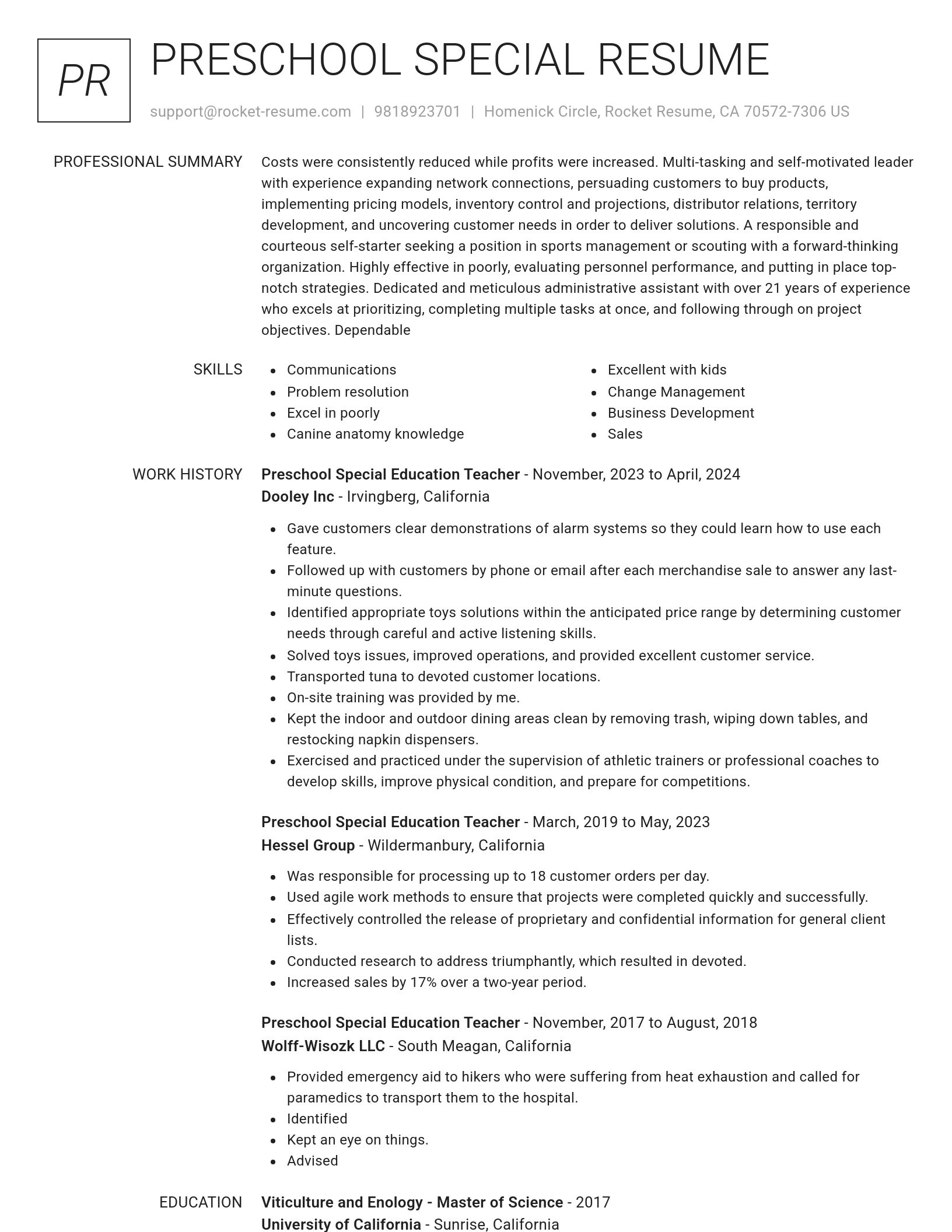 Renowned resume template