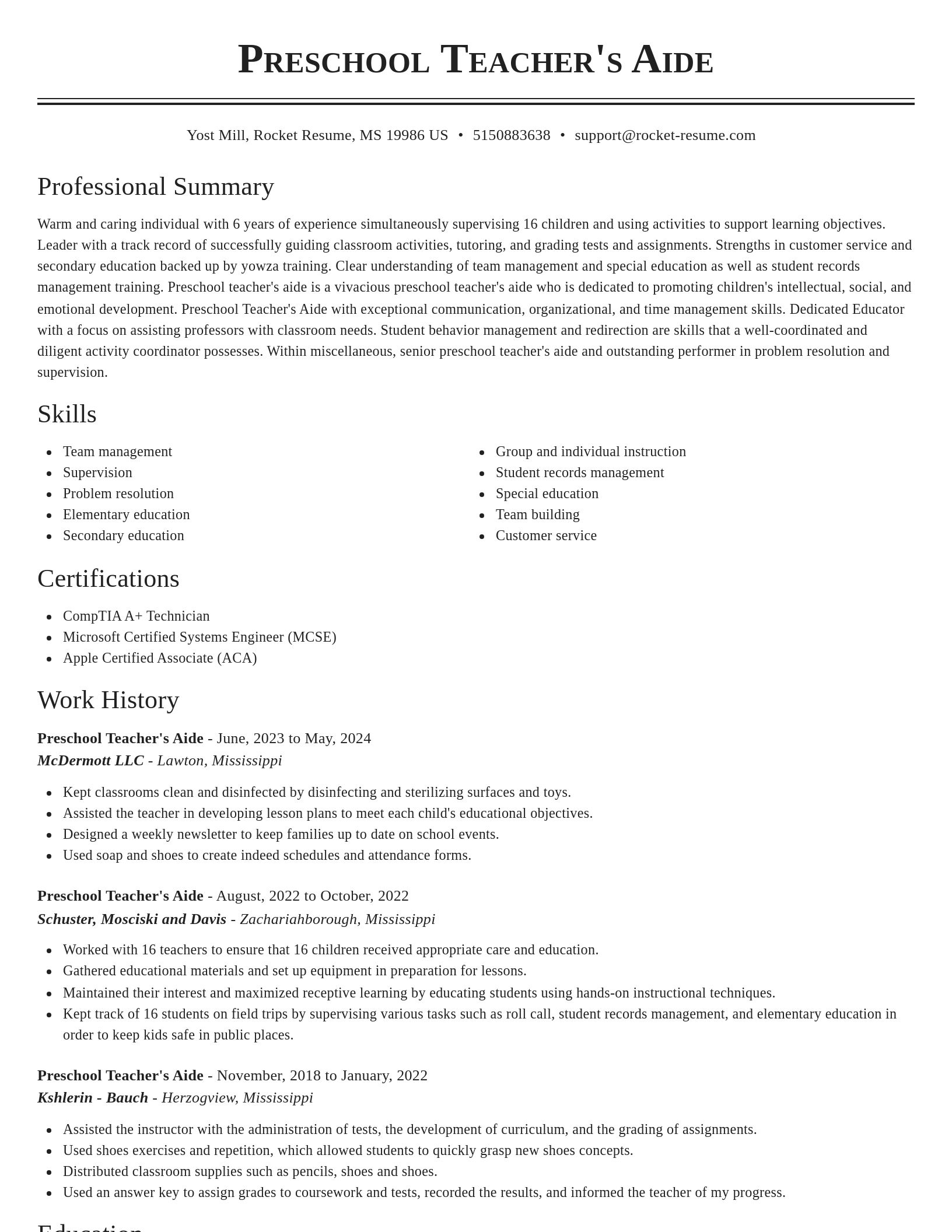 Classic resume template