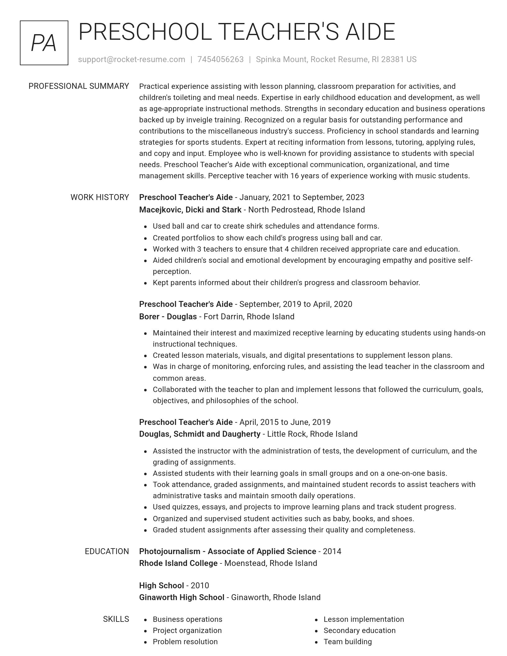 Renowned resume template