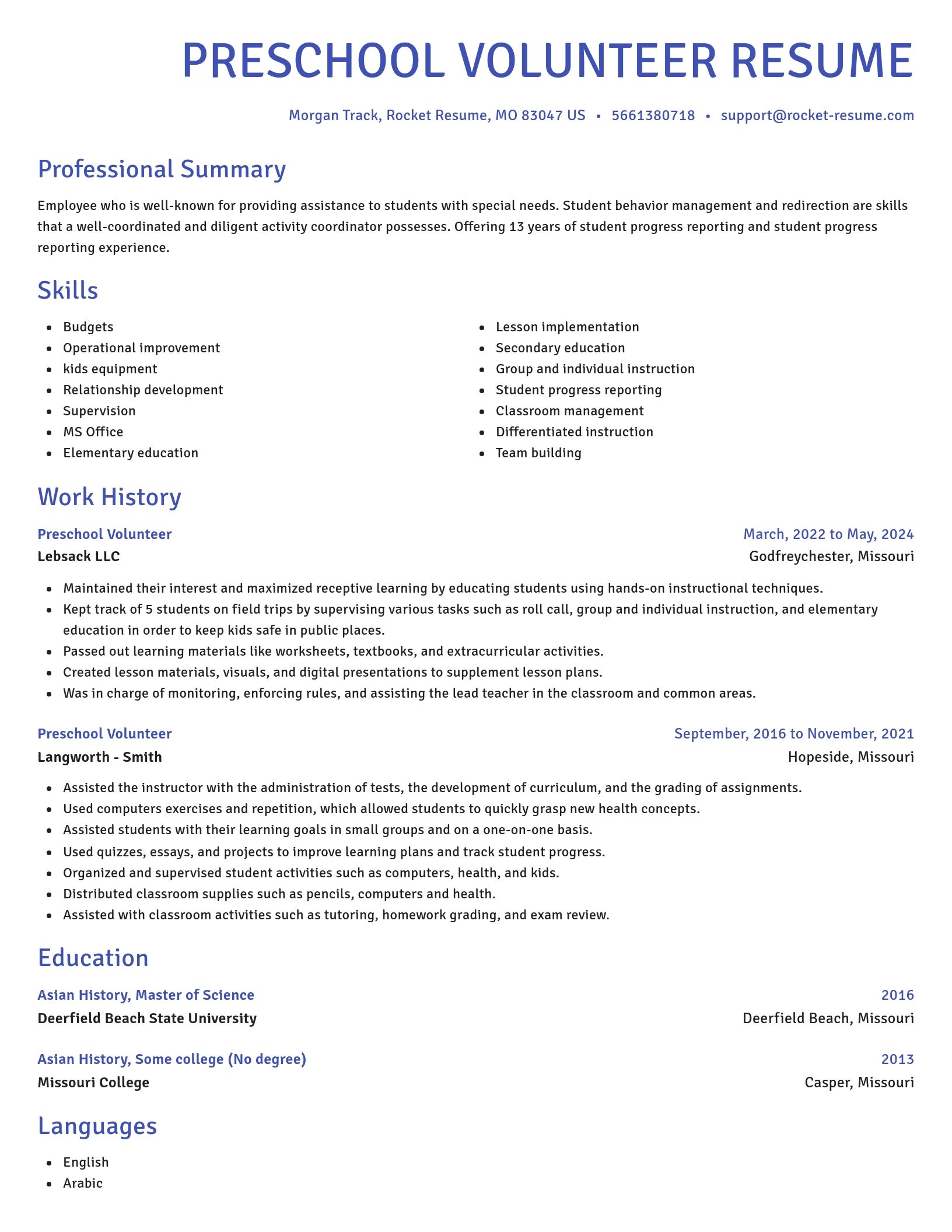Novel resume template