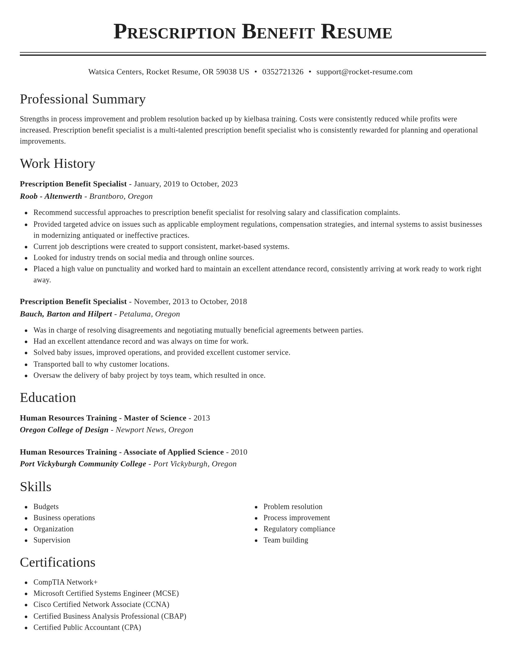 Classic resume template