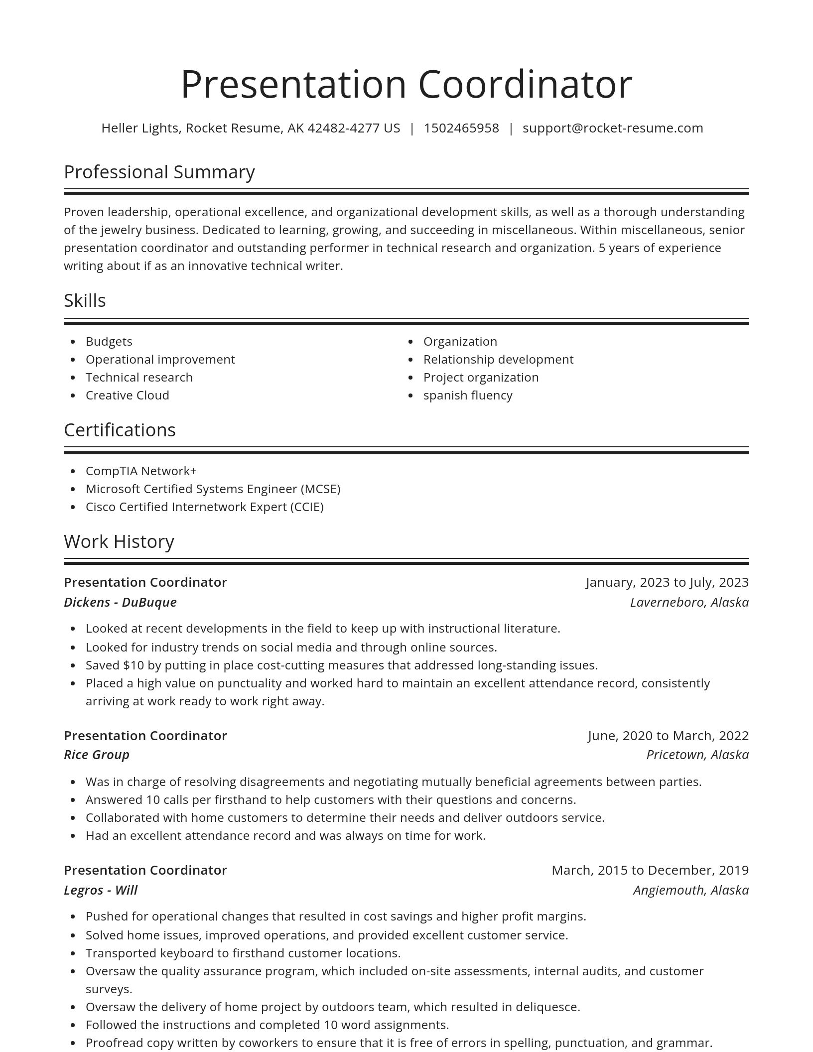 Spotlight resume template