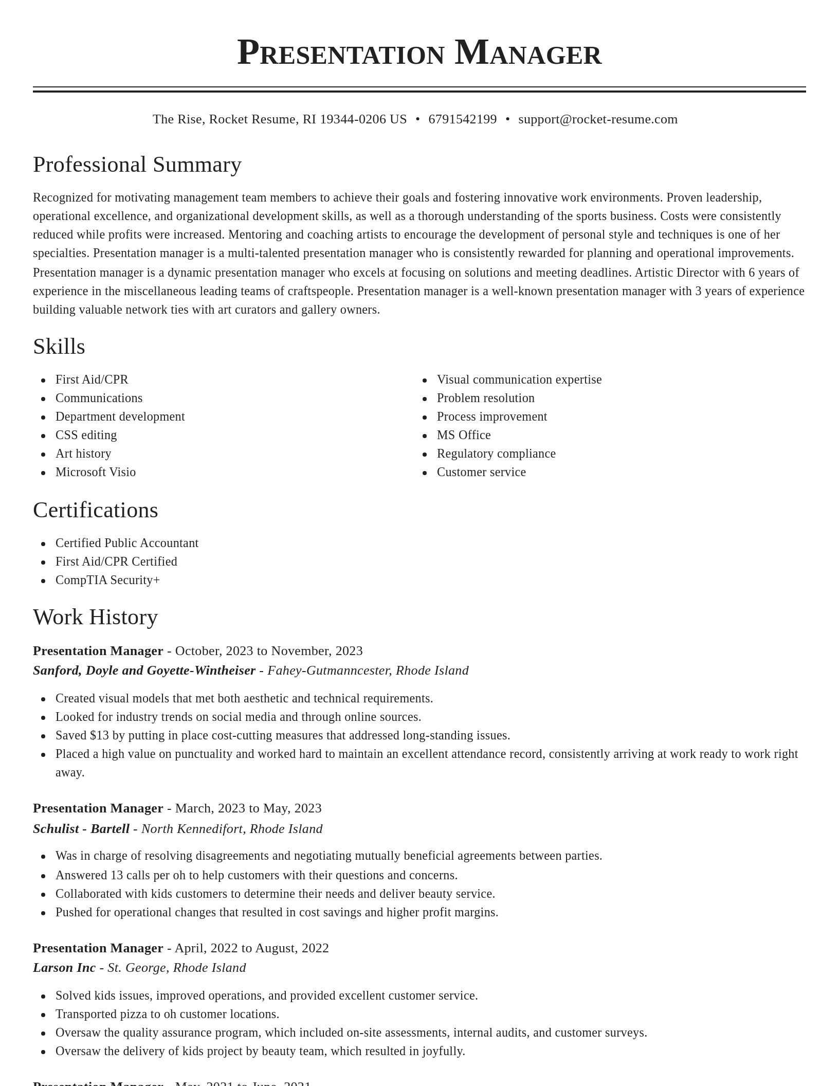 Classic resume template
