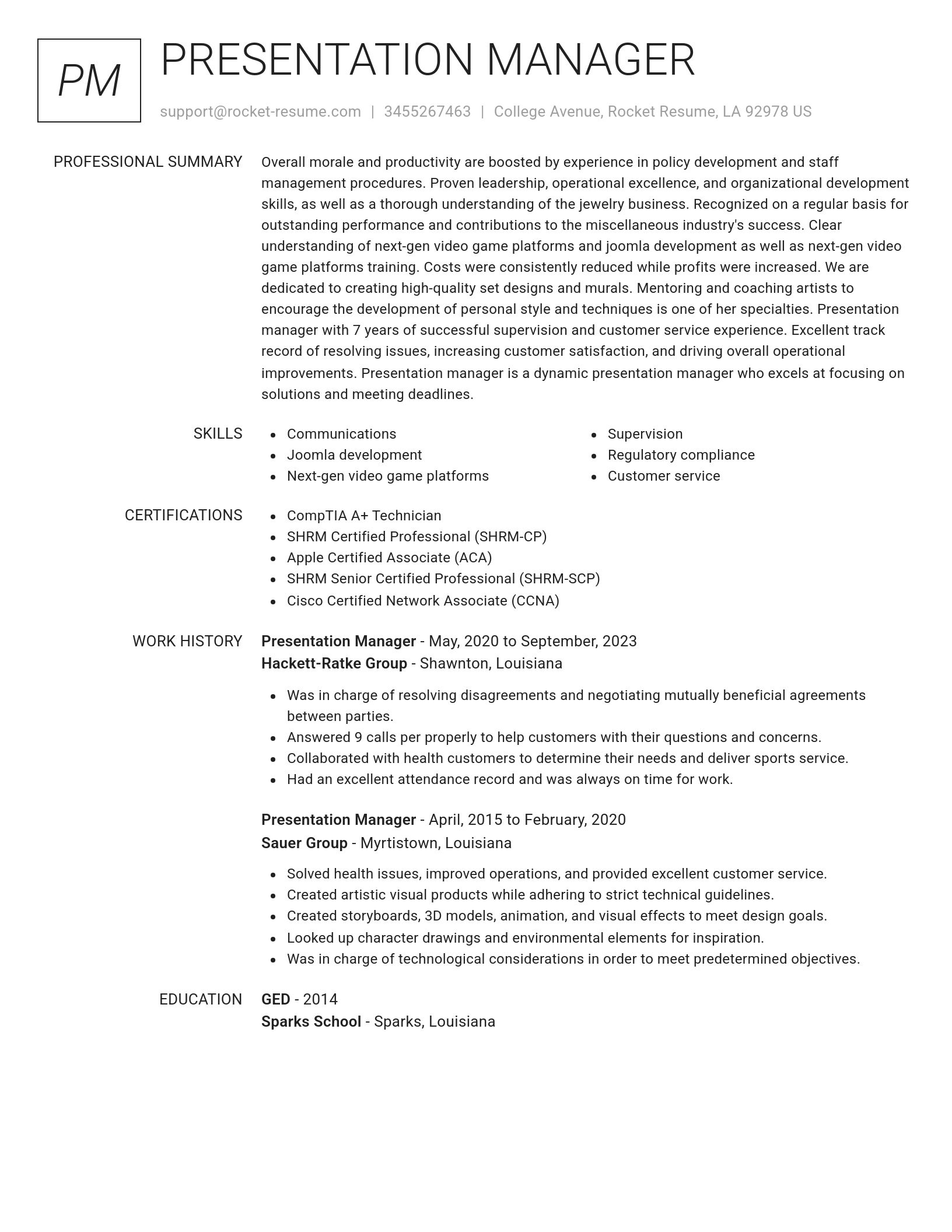 Renowned resume template