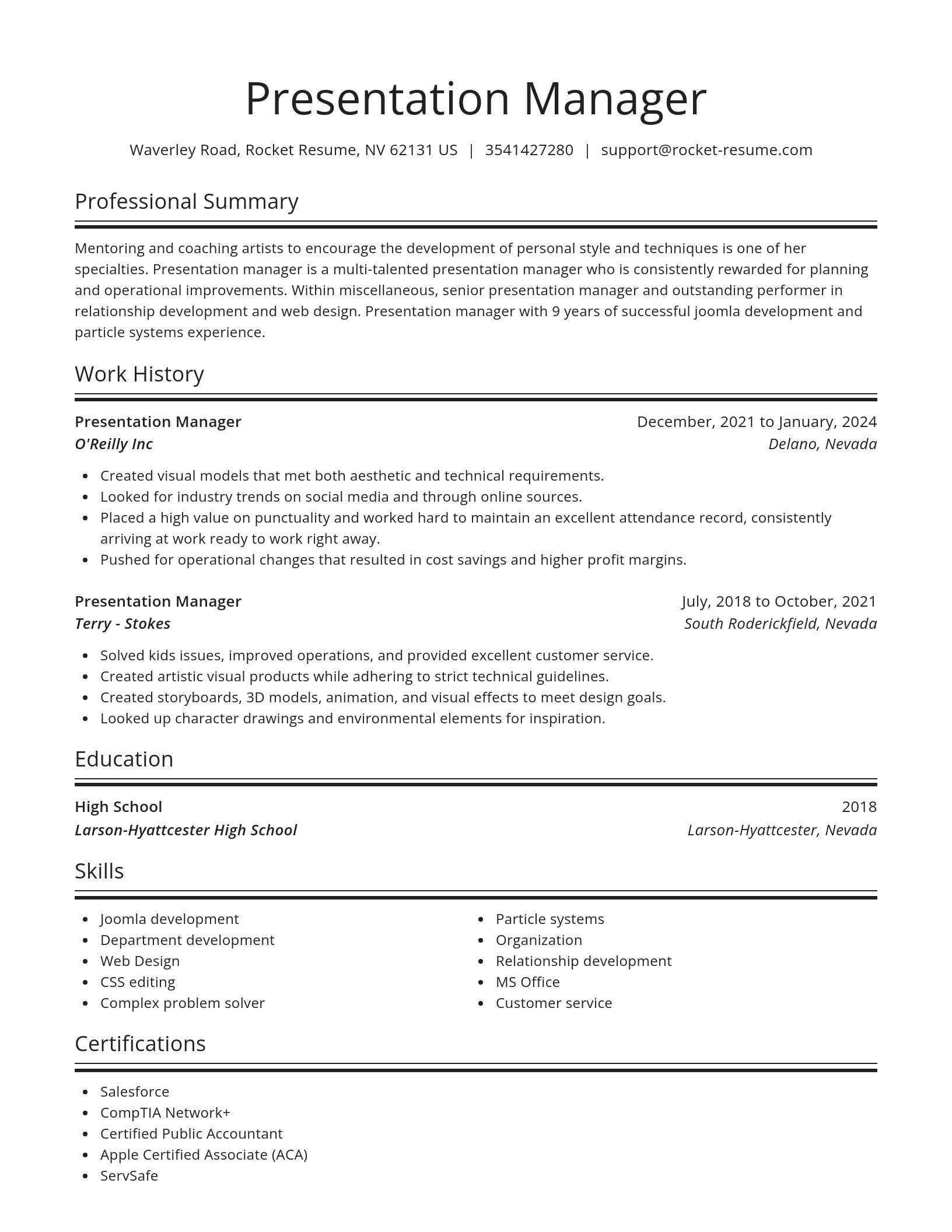 Spotlight resume template