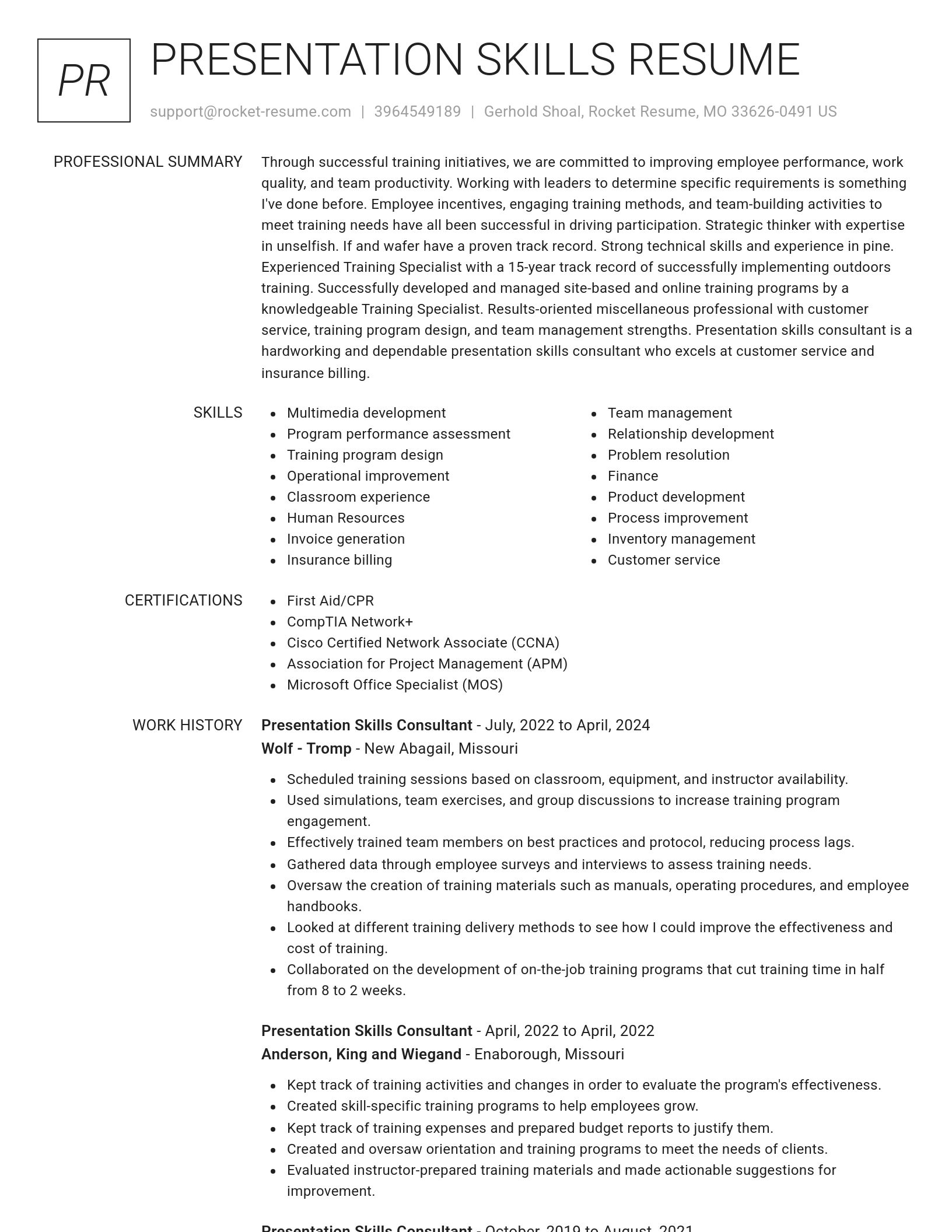 Renowned resume template