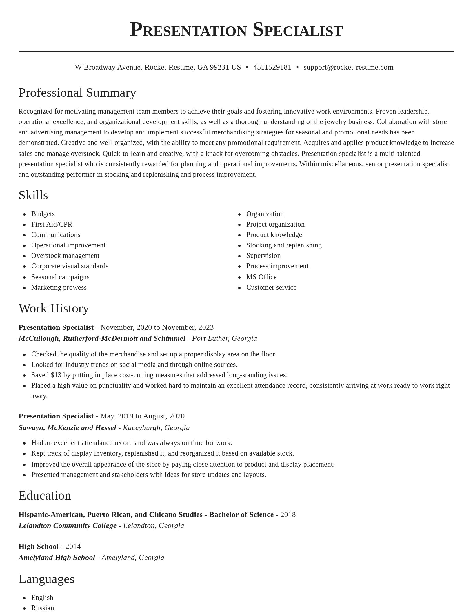 Classic resume template