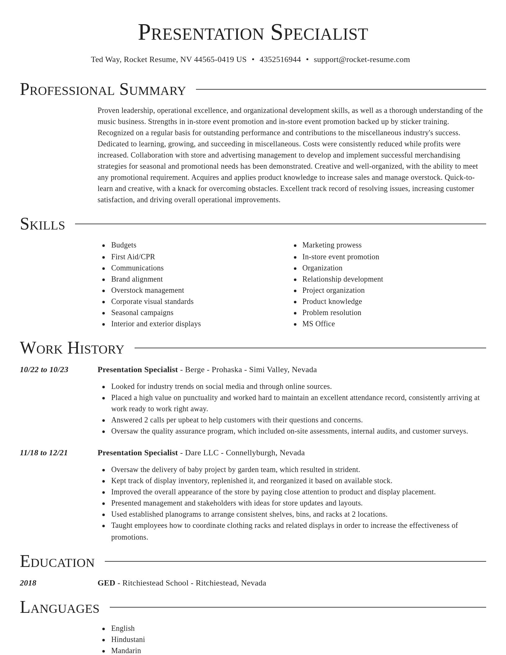 Director resume template