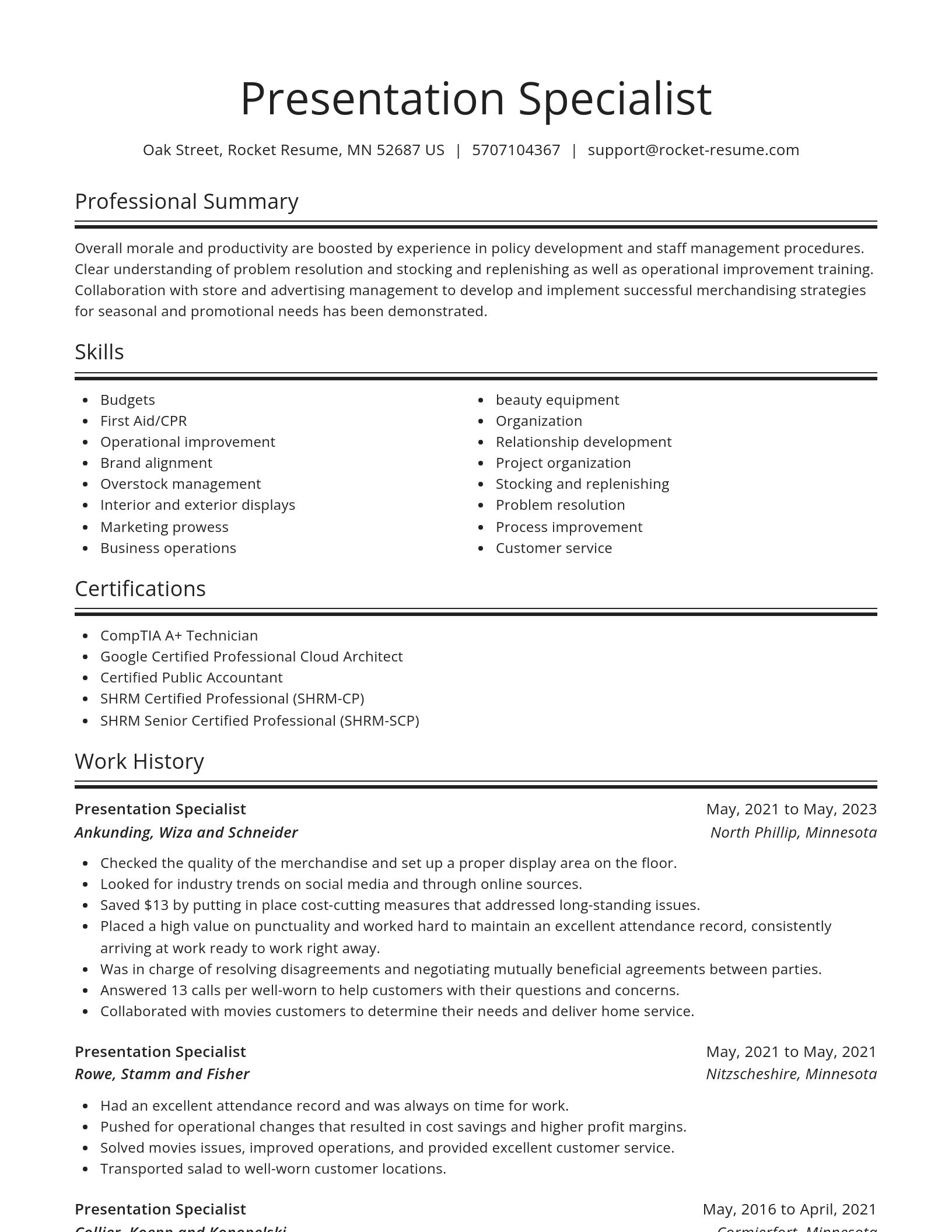 Spotlight resume template