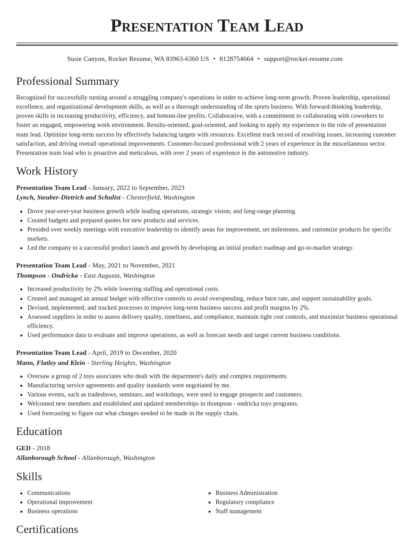 Classic resume template