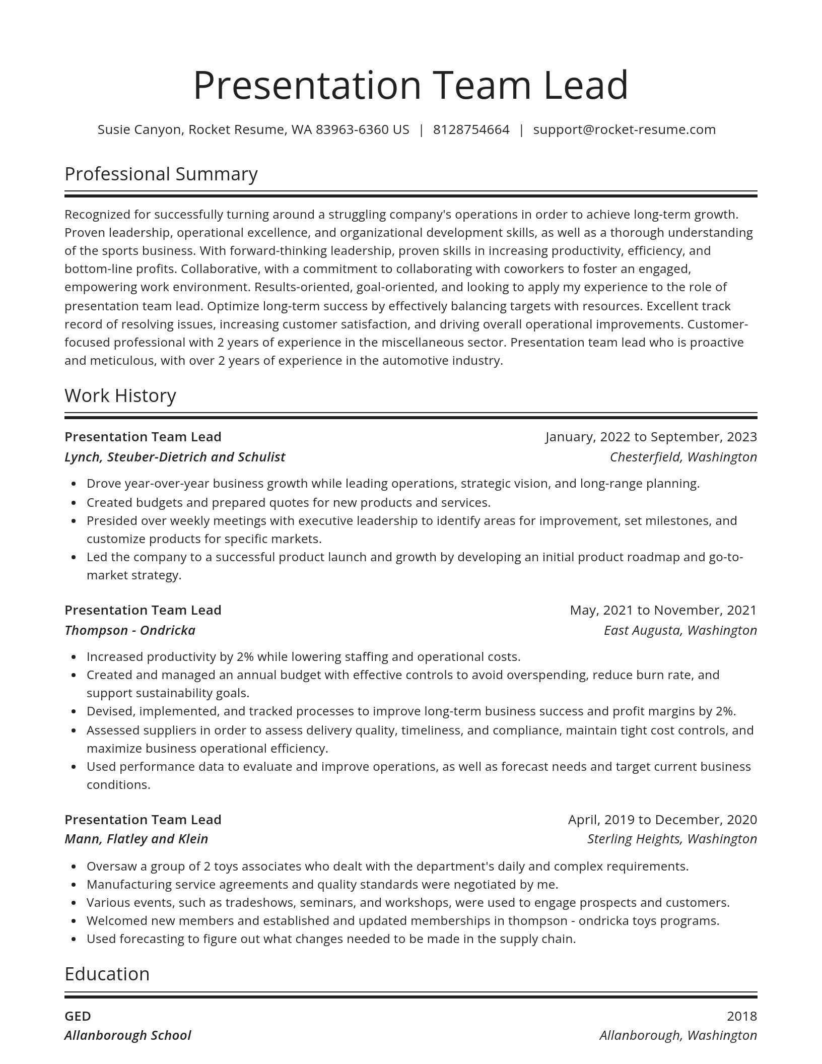 Spotlight resume template