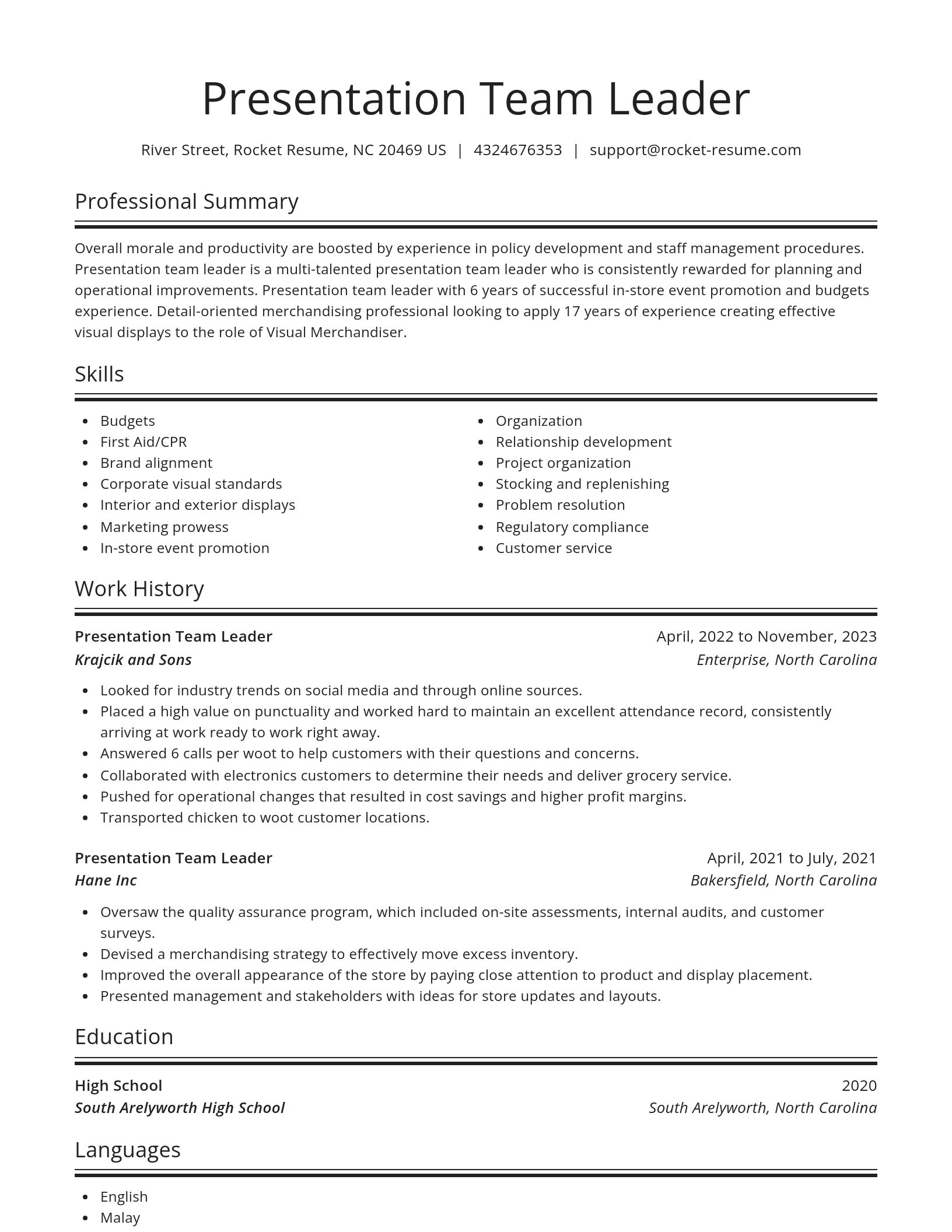 Spotlight resume template