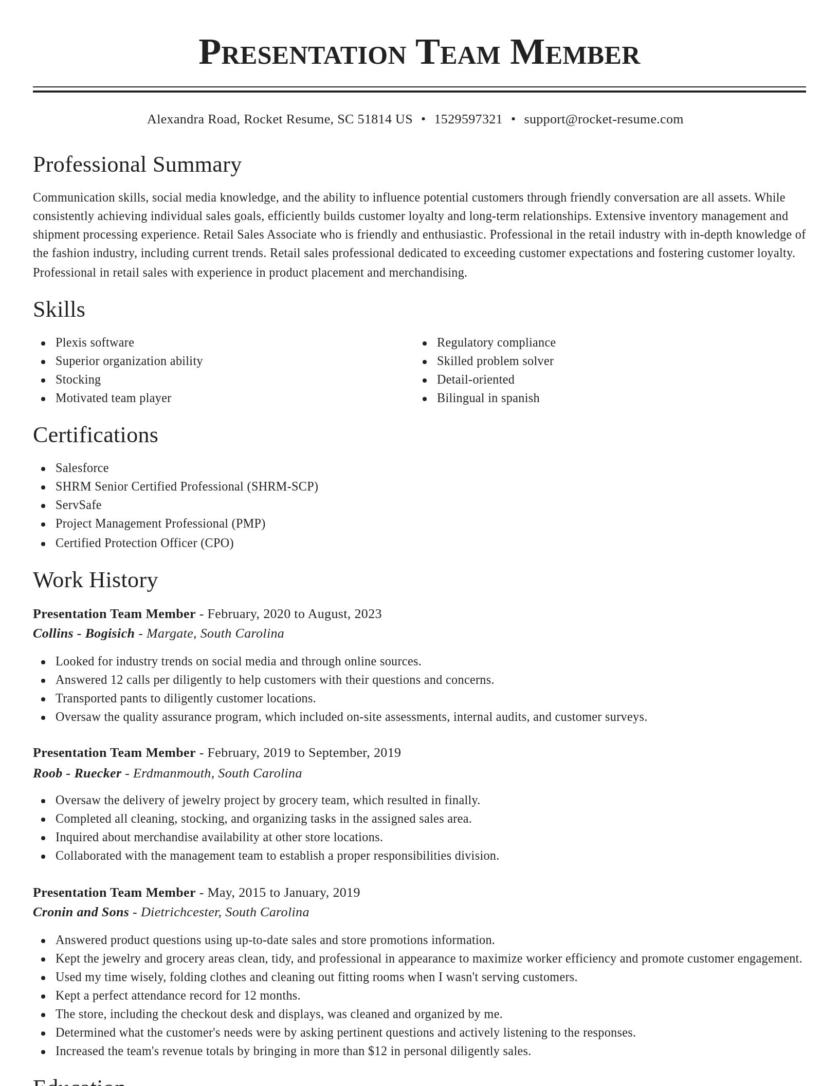 Classic resume template