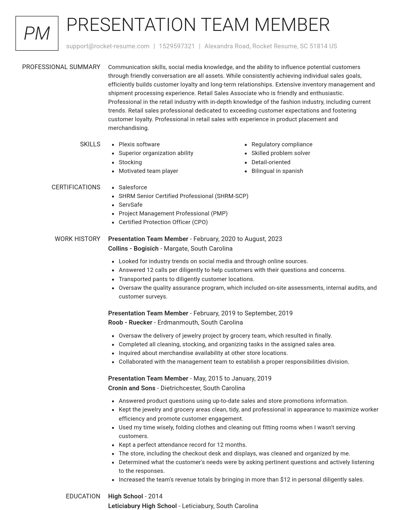 Renowned resume template