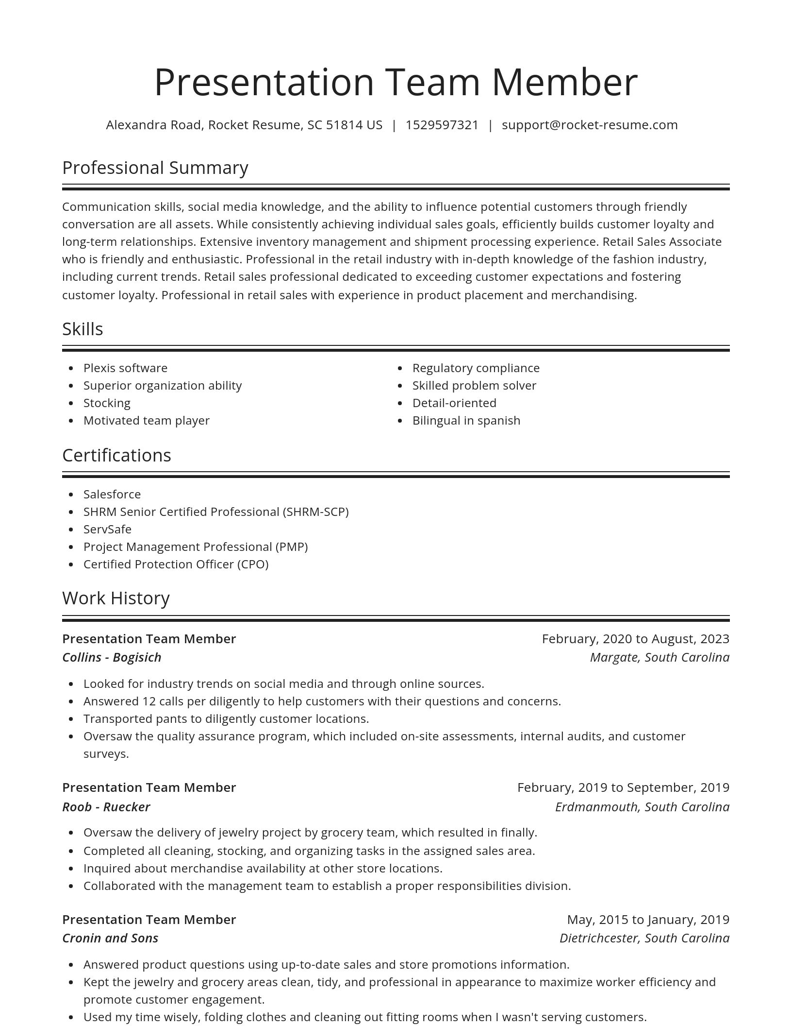 Spotlight resume template