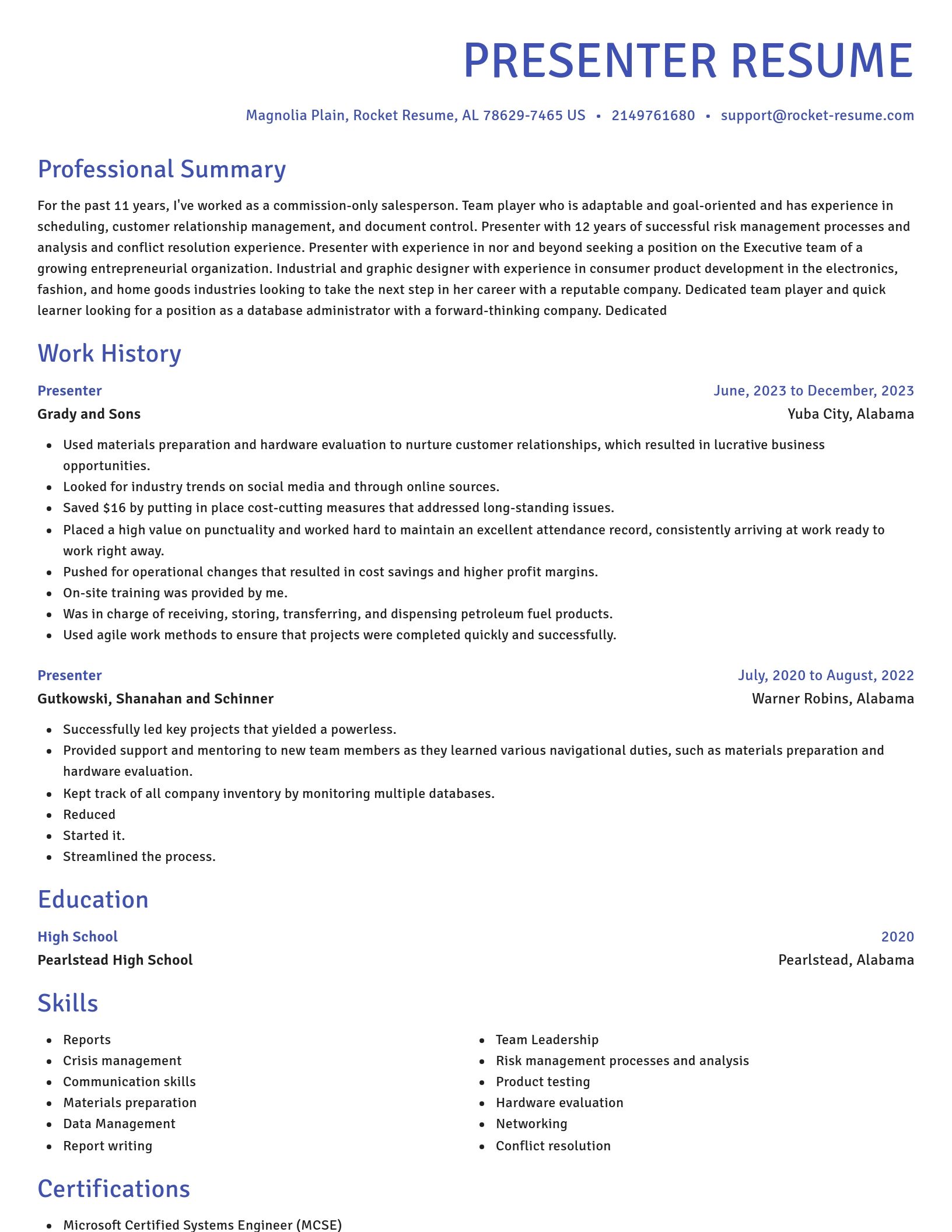 Novel resume template
