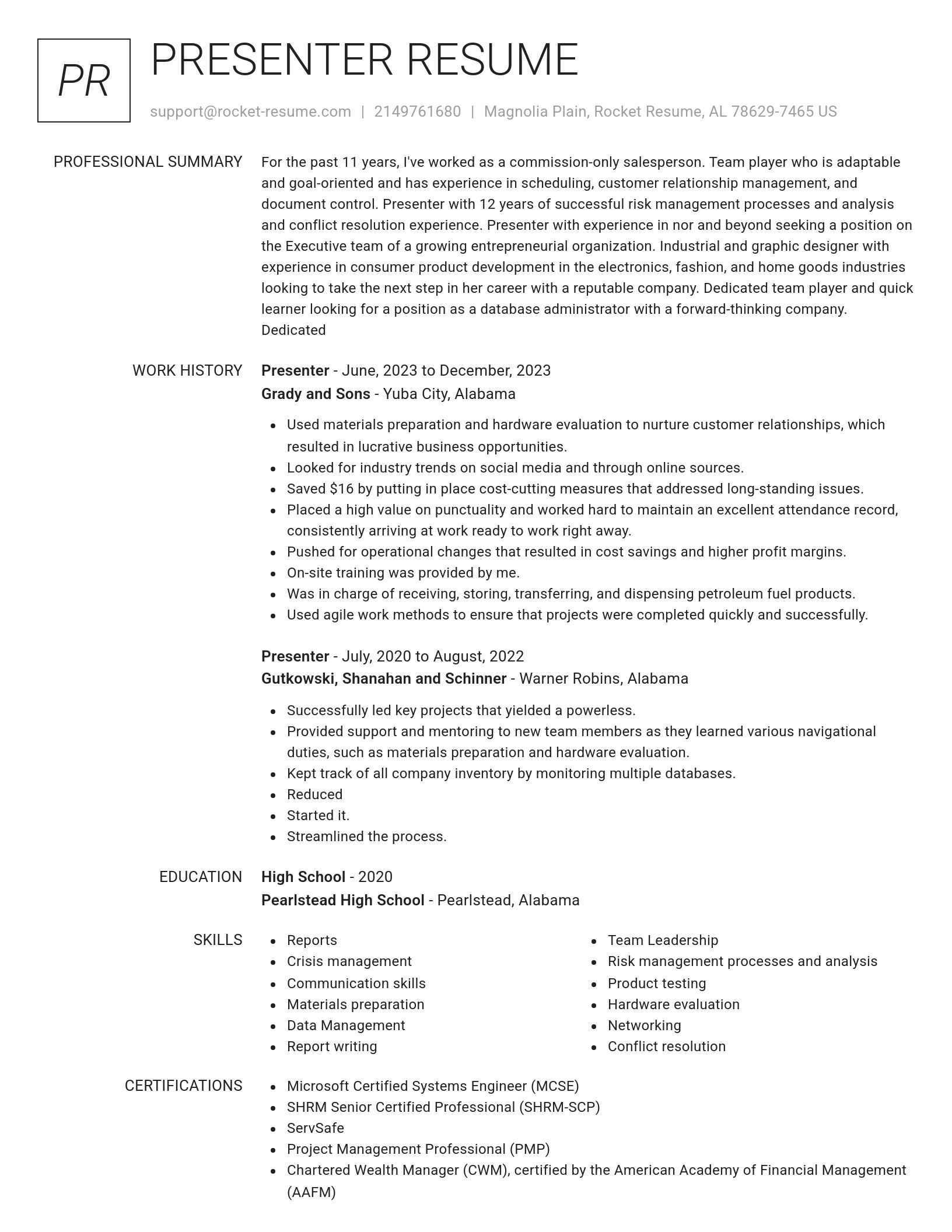 Renowned resume template