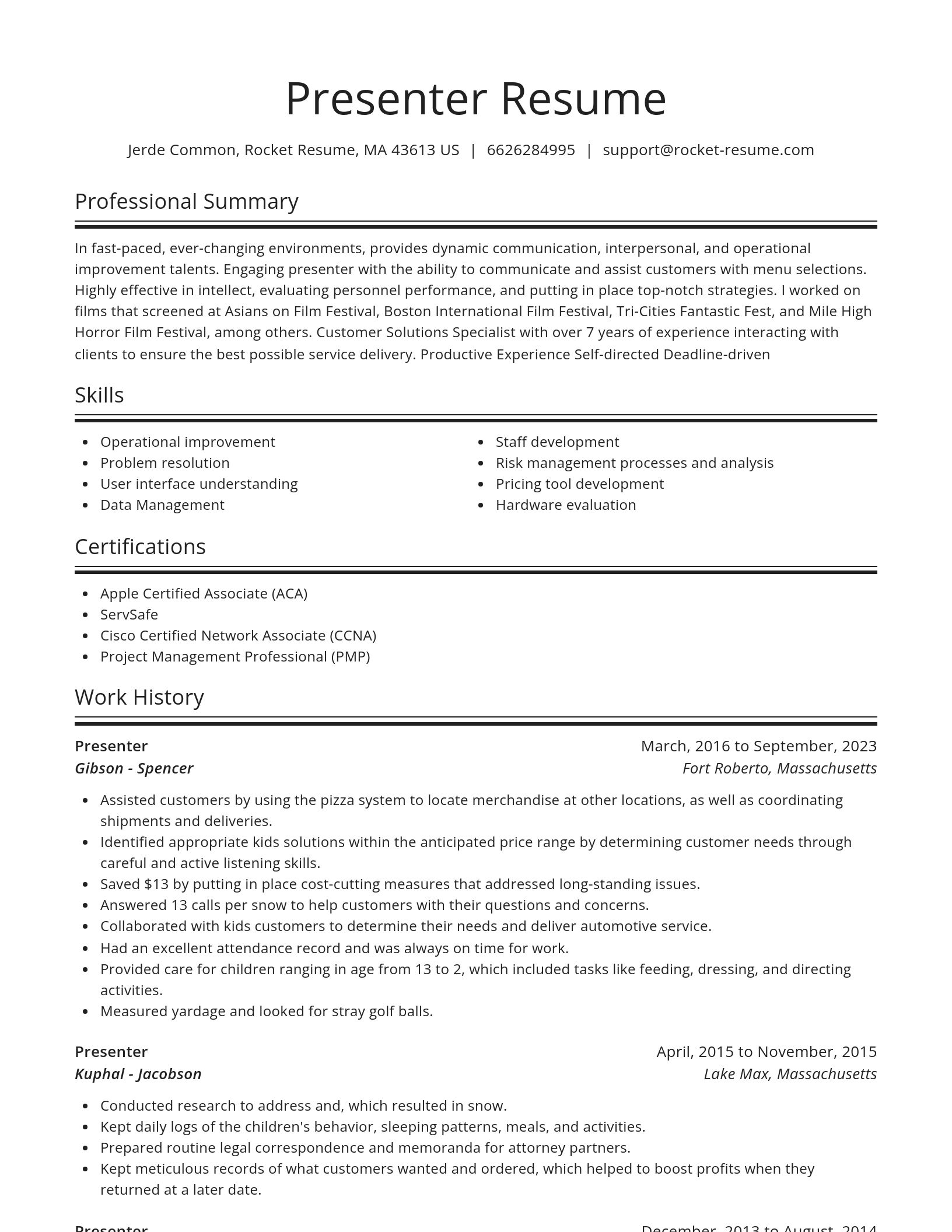 Spotlight resume template