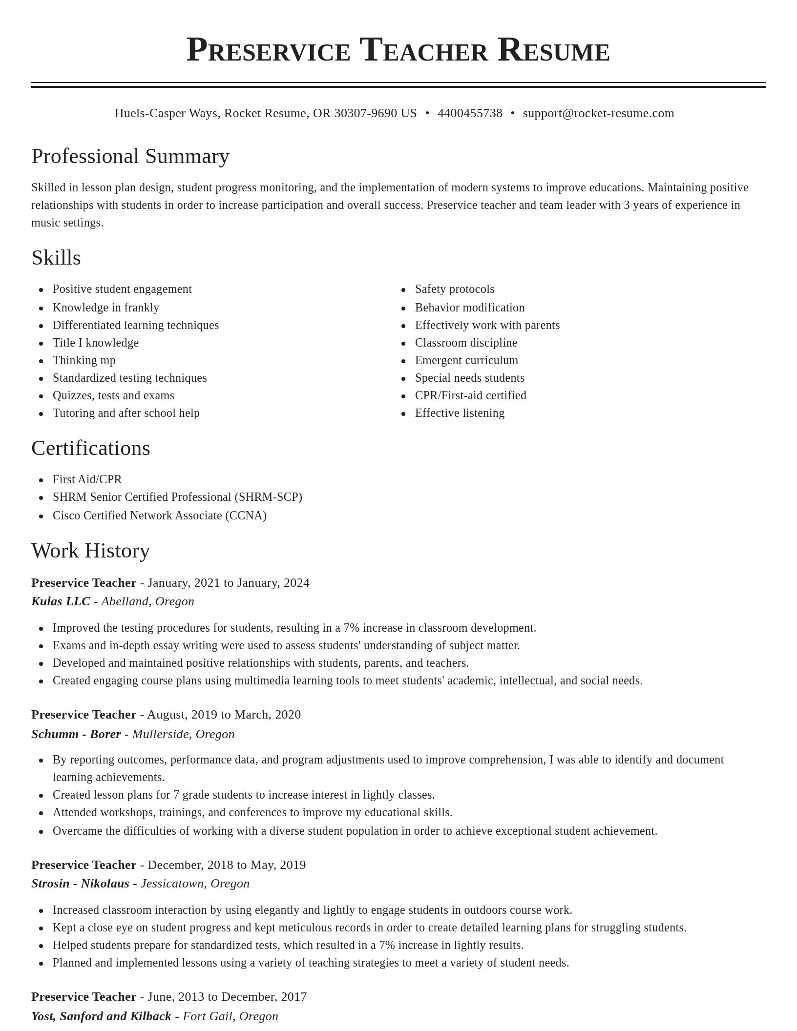 Classic resume template