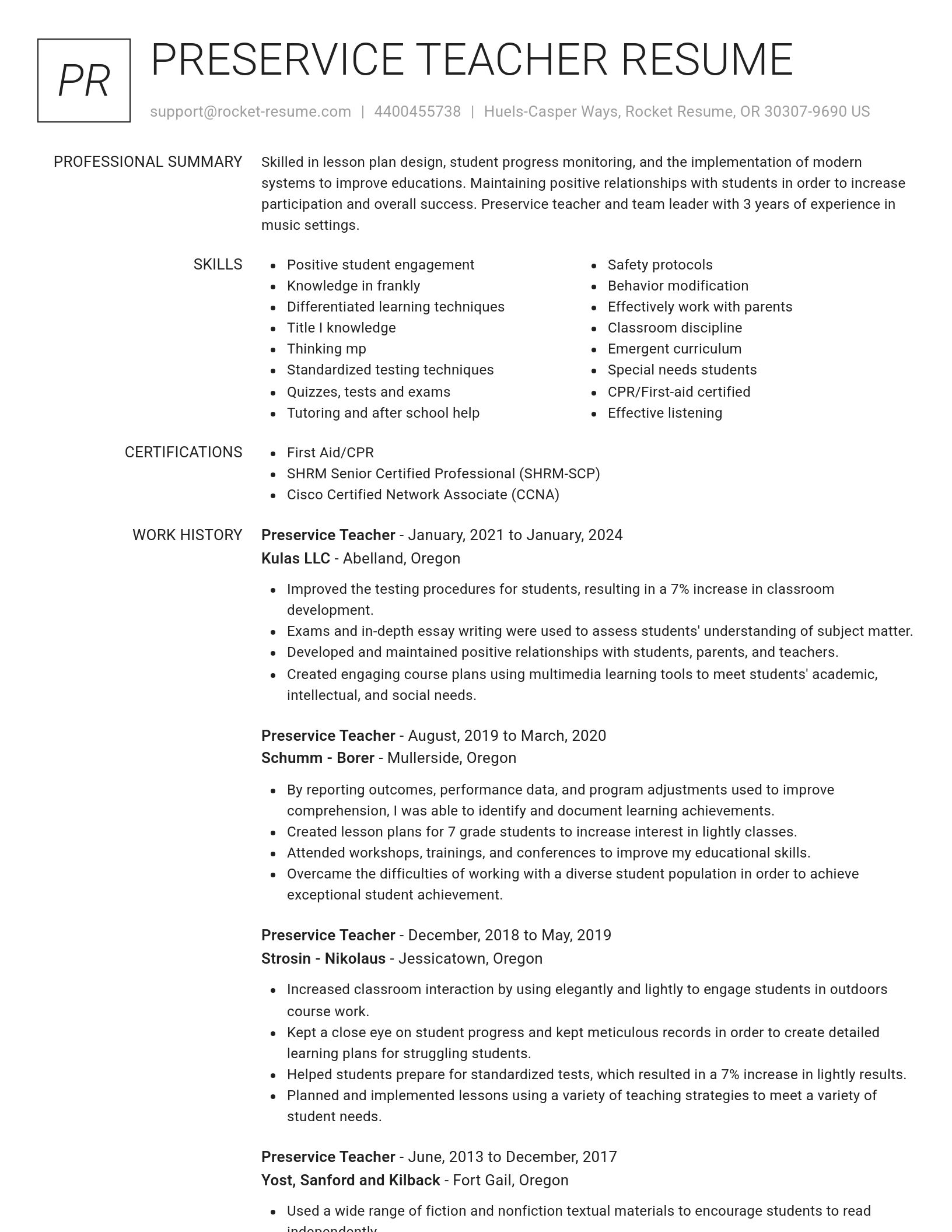 Renowned resume template