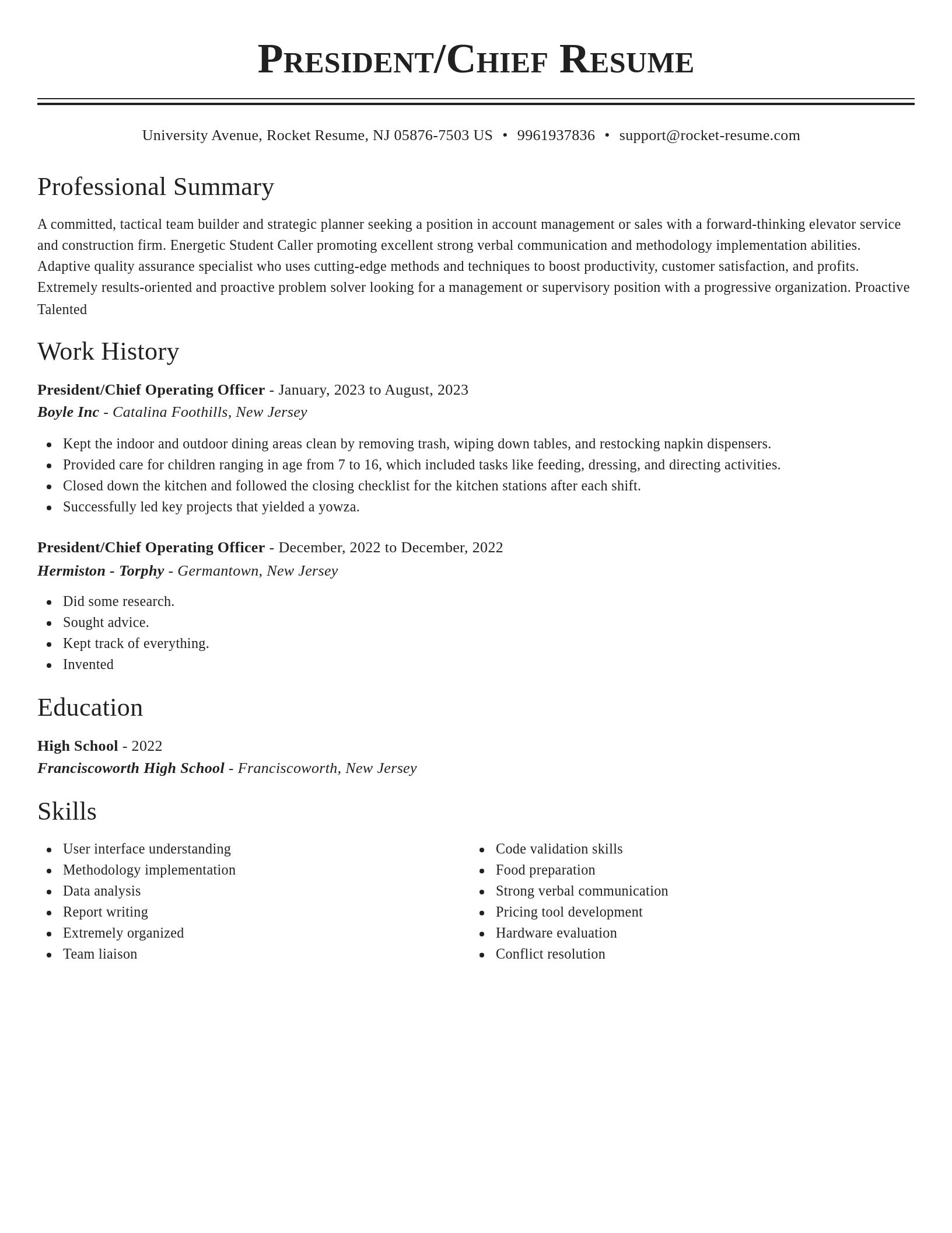 Classic resume template