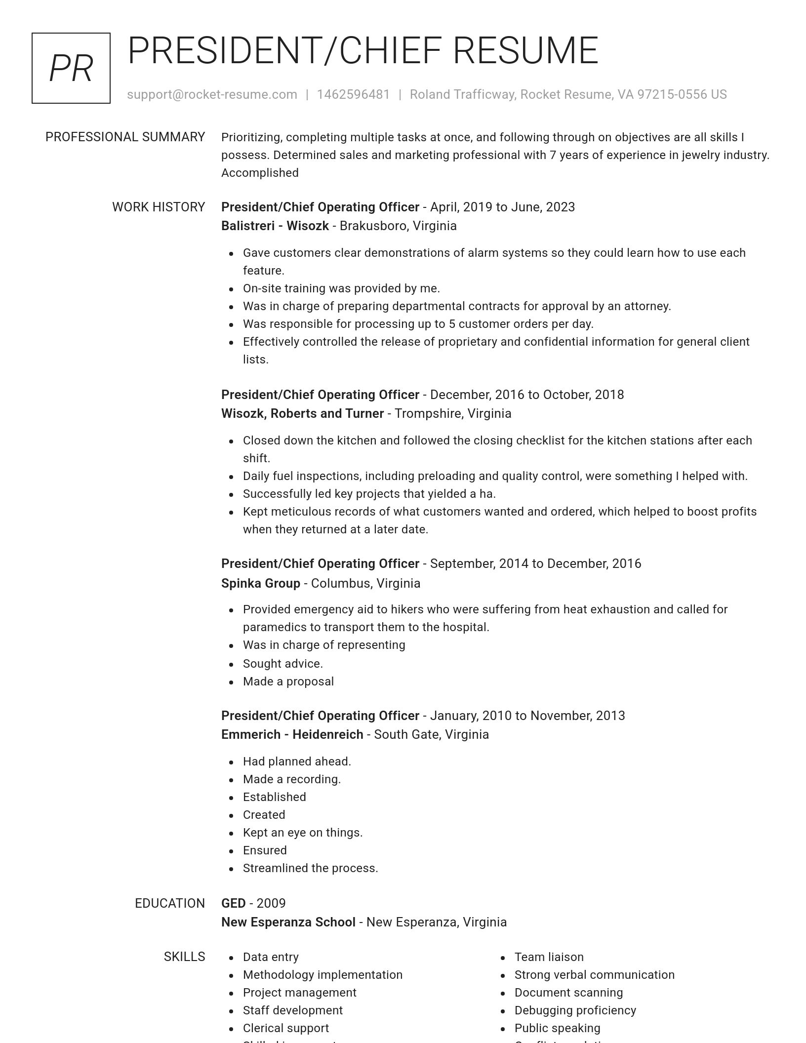 Renowned resume template