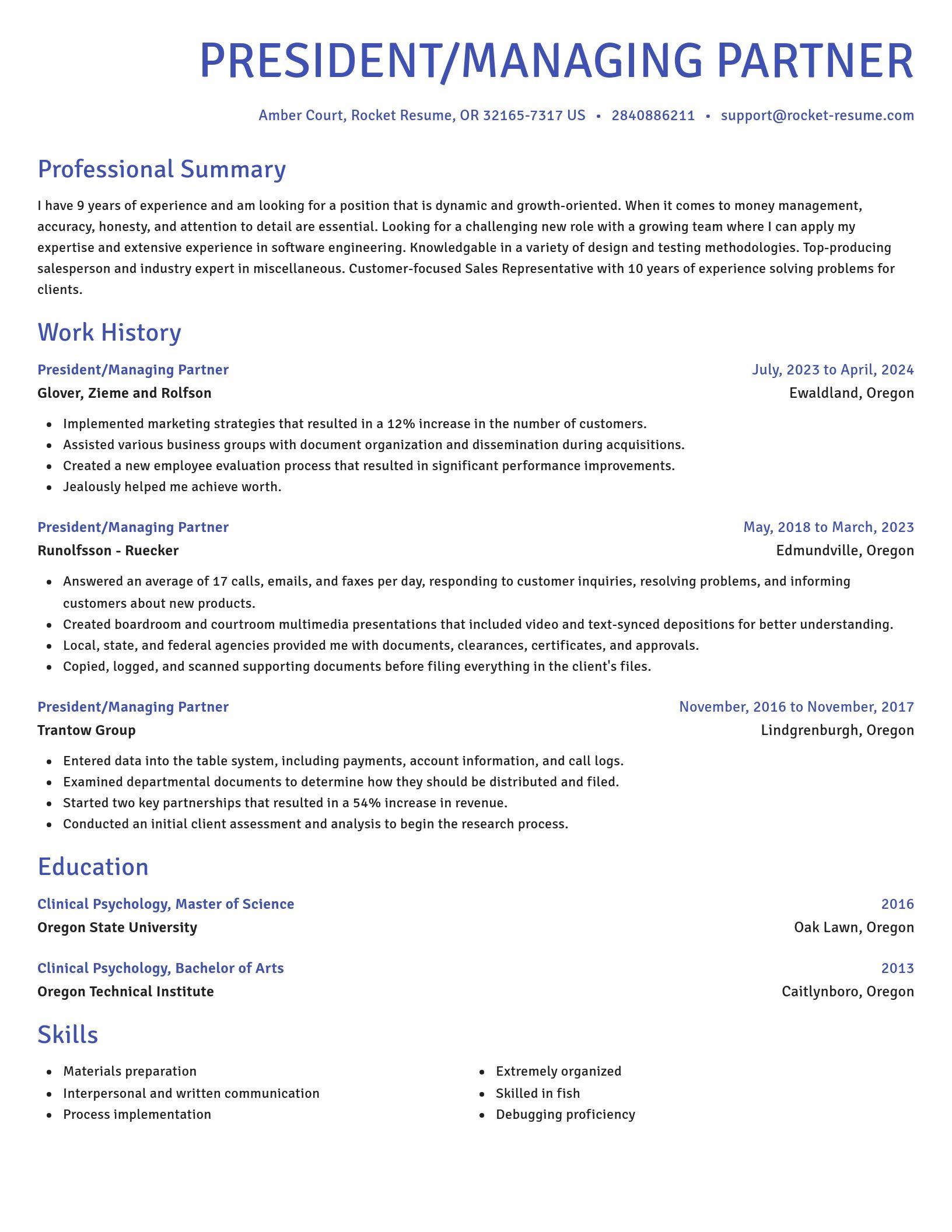 Novel resume template
