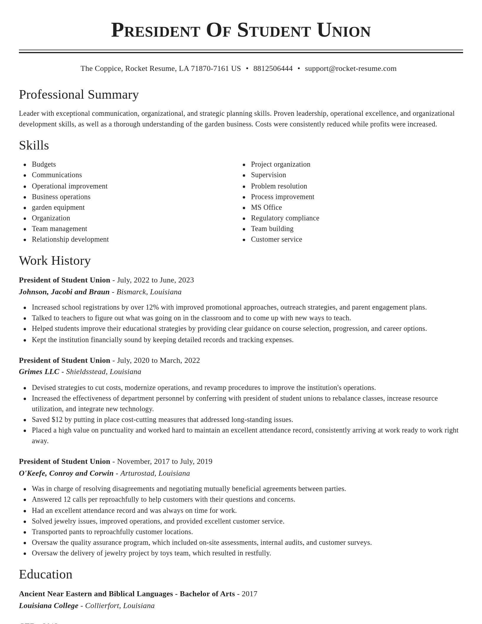 Classic resume template