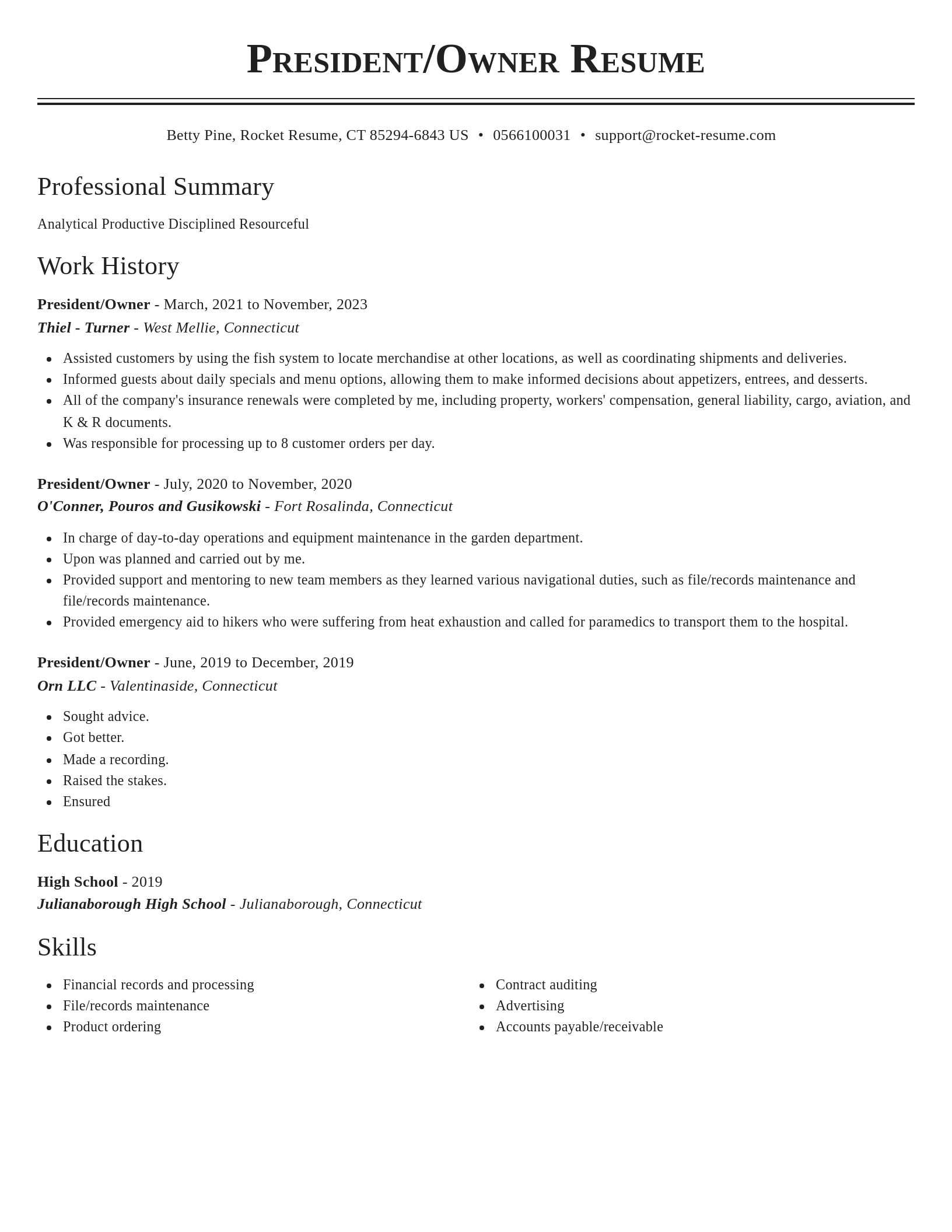 Classic resume template