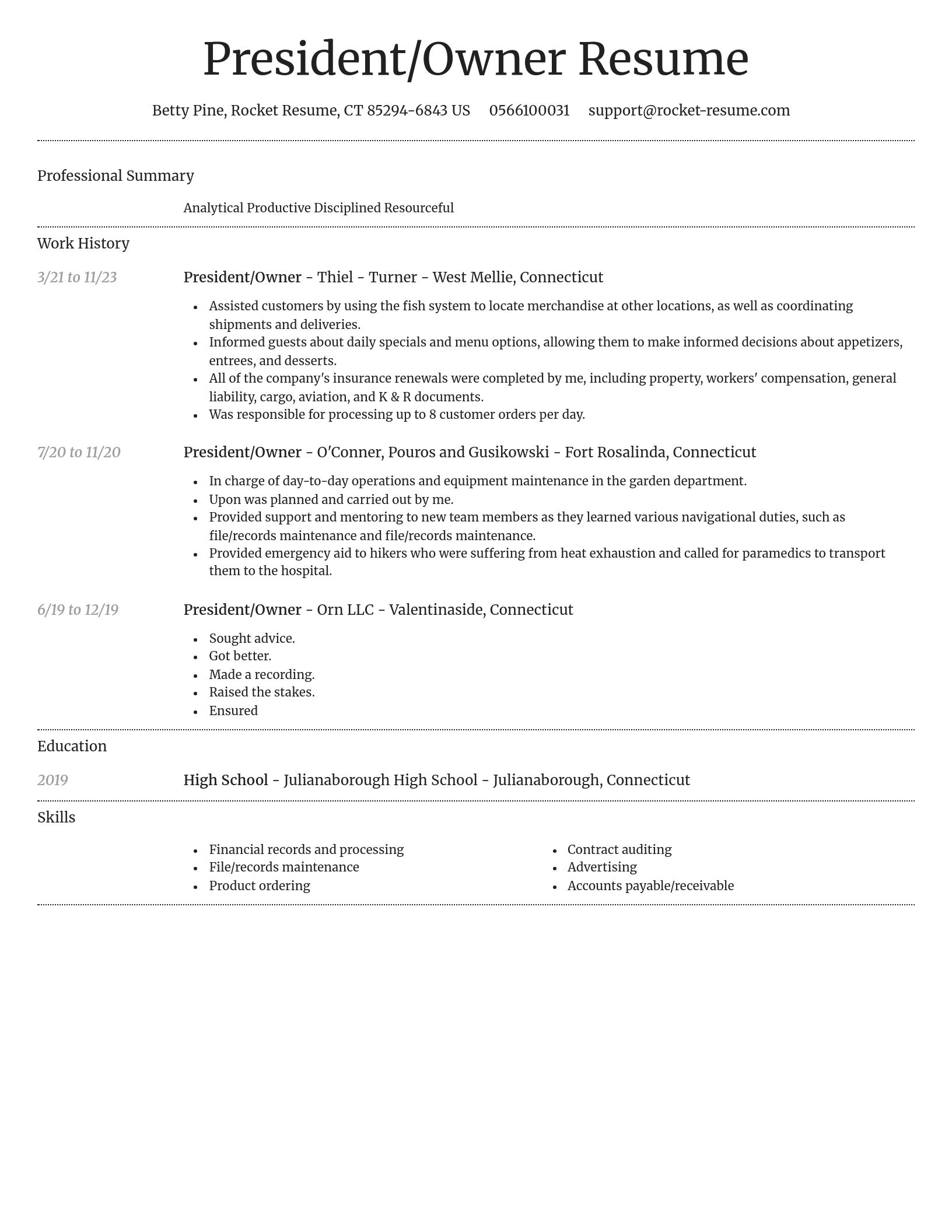 Dignified resume template