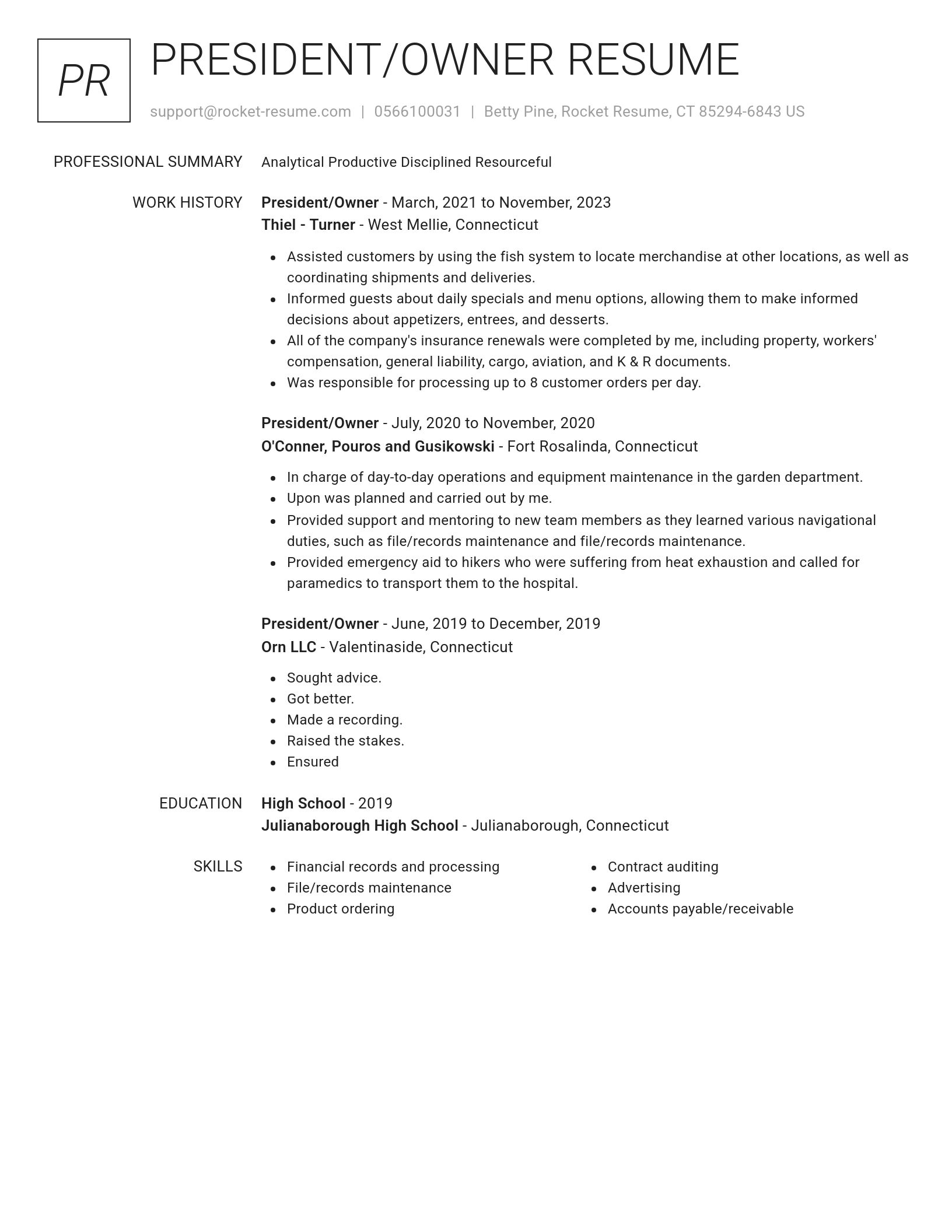 Renowned resume template