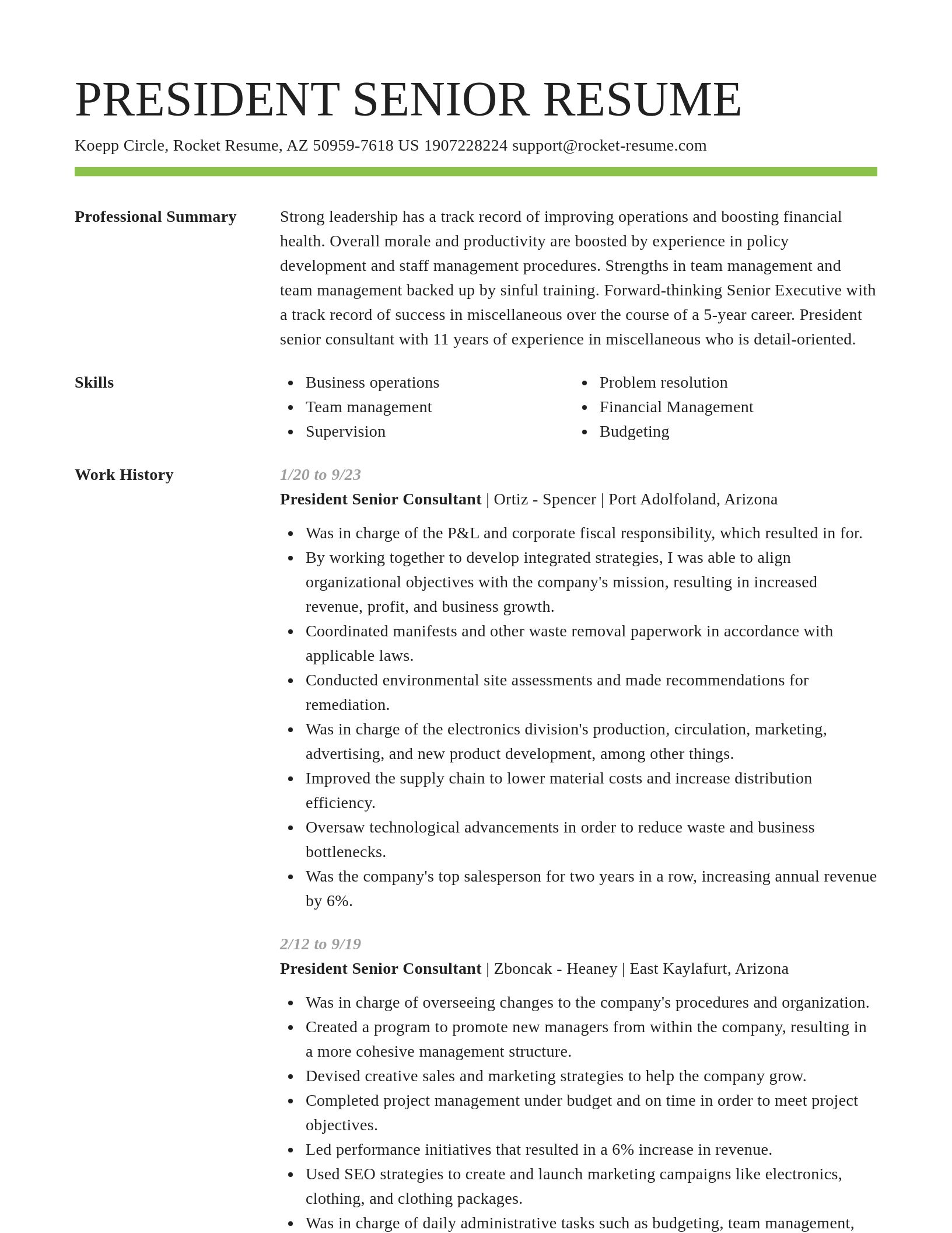 Smart resume template